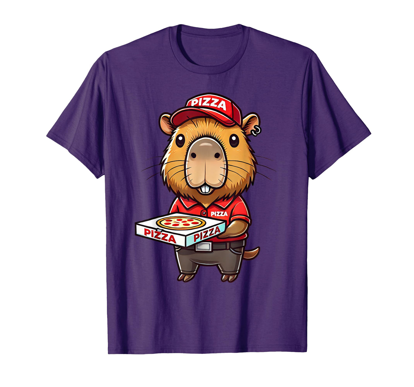 Capybara Funny Pizza Delivery Costume Men Women Kids T-Shirt
