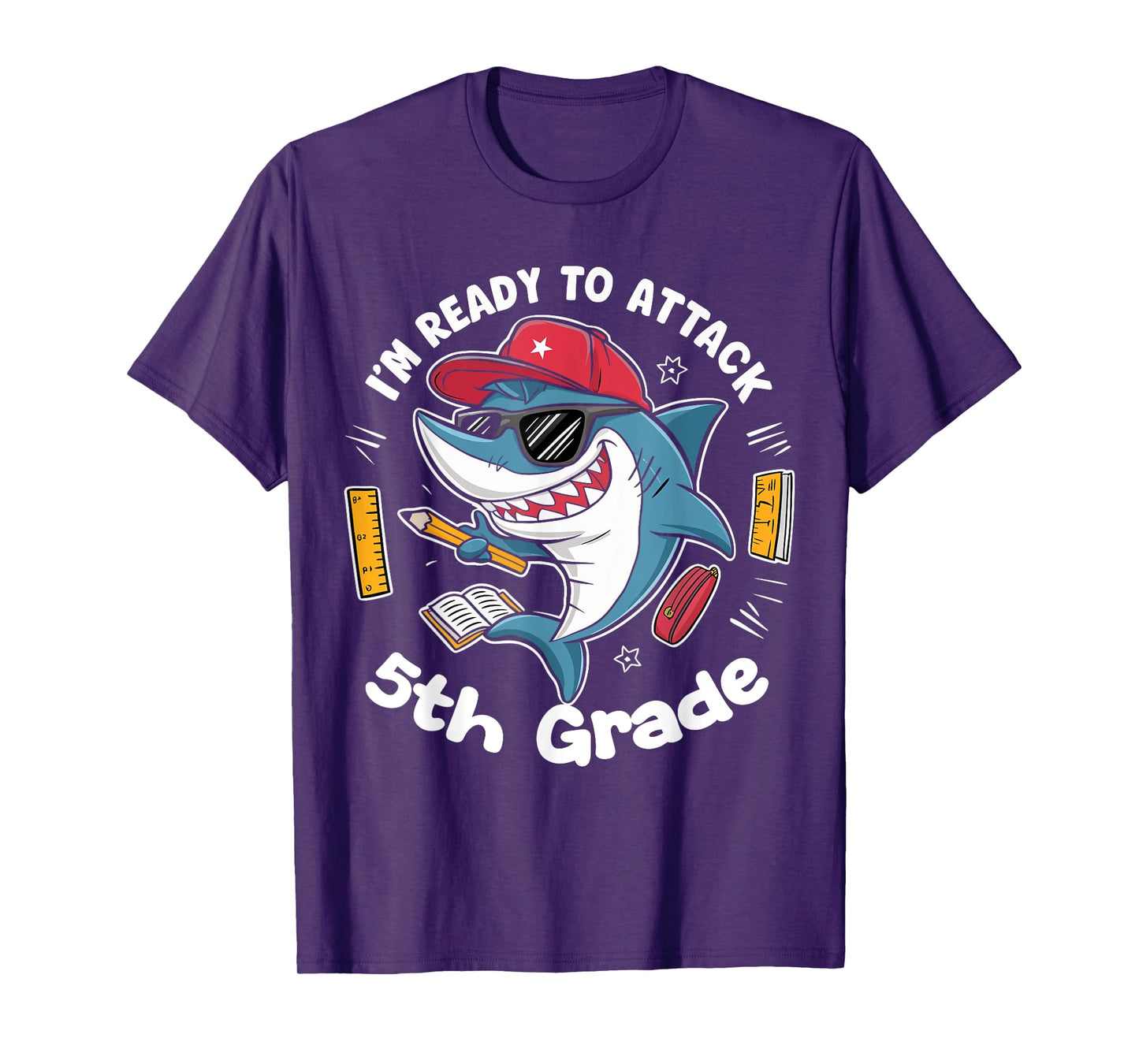 I'm Ready to Attack 5th Grade Shark Back to School Funny T-Shirt