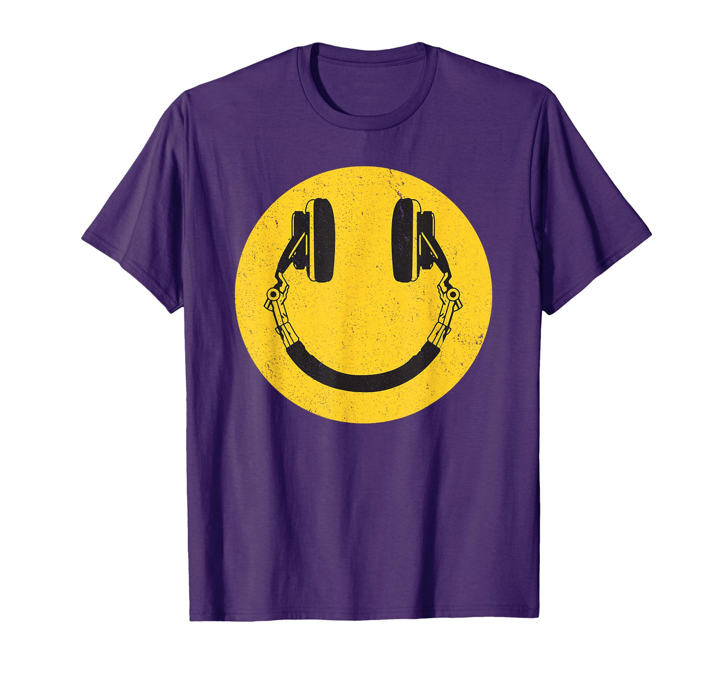 Retro Smile Music Face Headphones 90s Men Women Kids Vintage T-Shirt
