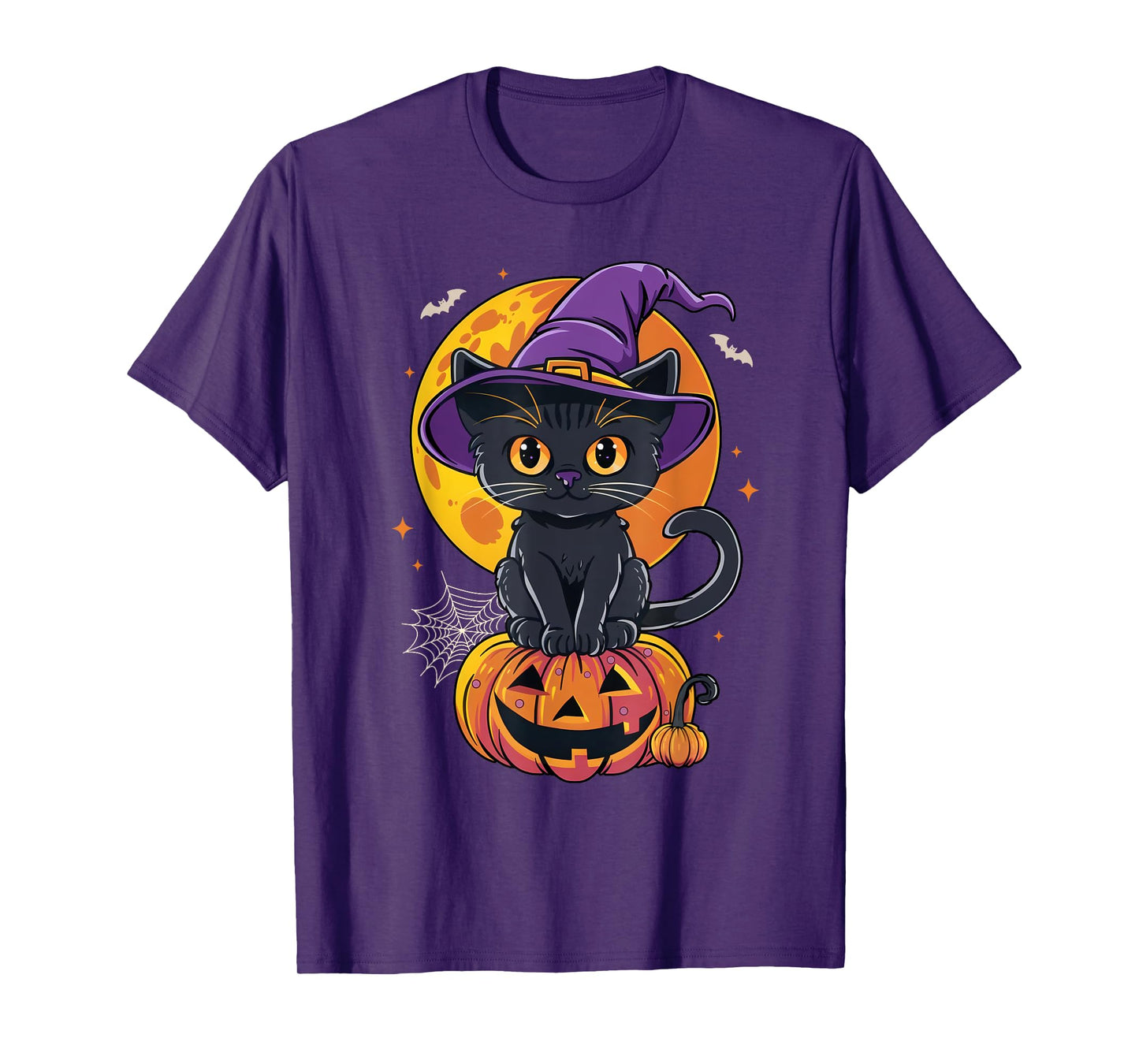 Black Cat Halloween Shirts For Men Women Pumpkin Halloween T-Shirt