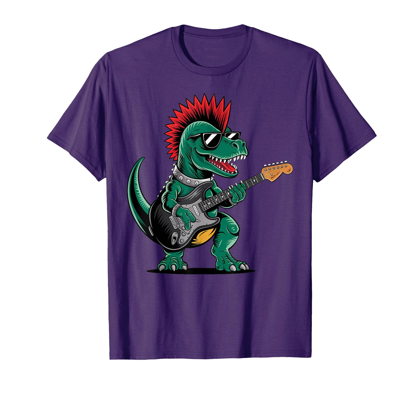 Cute Dinosaur Playing Guitar Rock Gift For Men Women Kid Boy T-Shirt