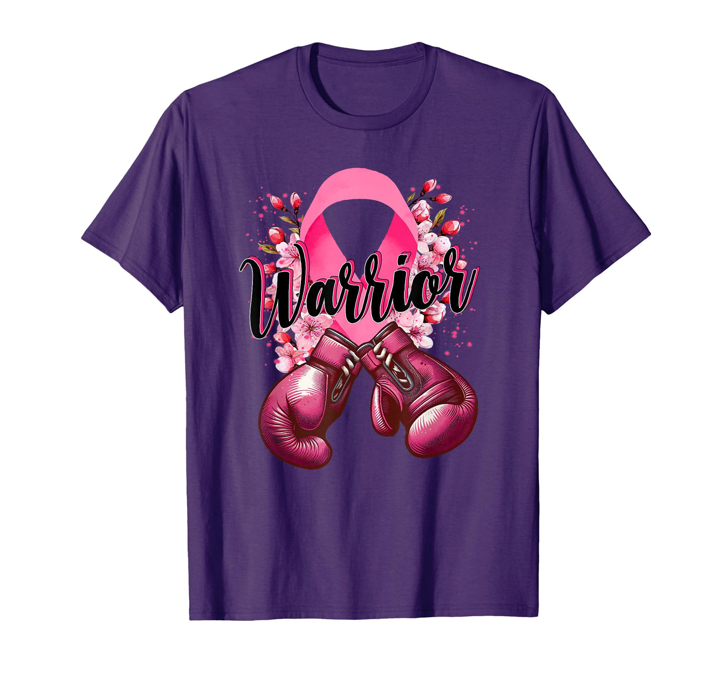 Warrior Boxing Gloves Pink Ribbon Breast Cancer Awareness T-Shirt