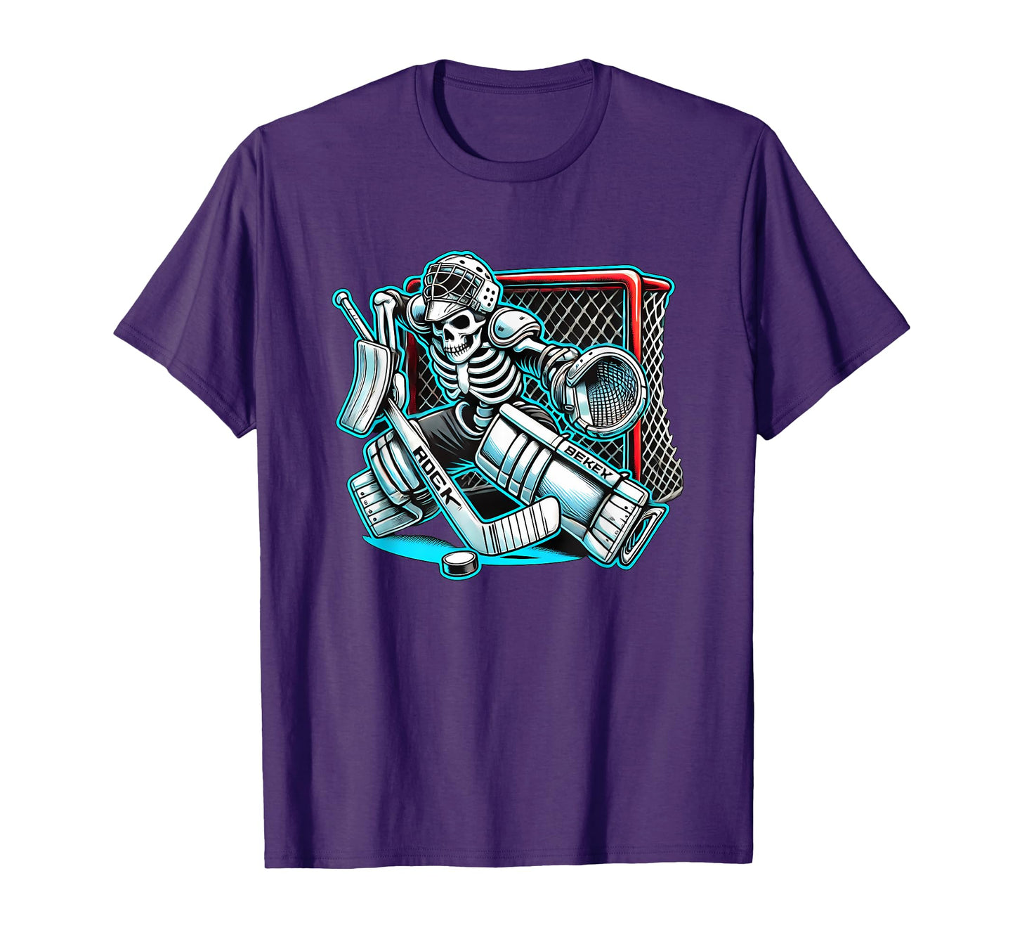 Halloween Skeleton Goalie Hockey T-Shirt