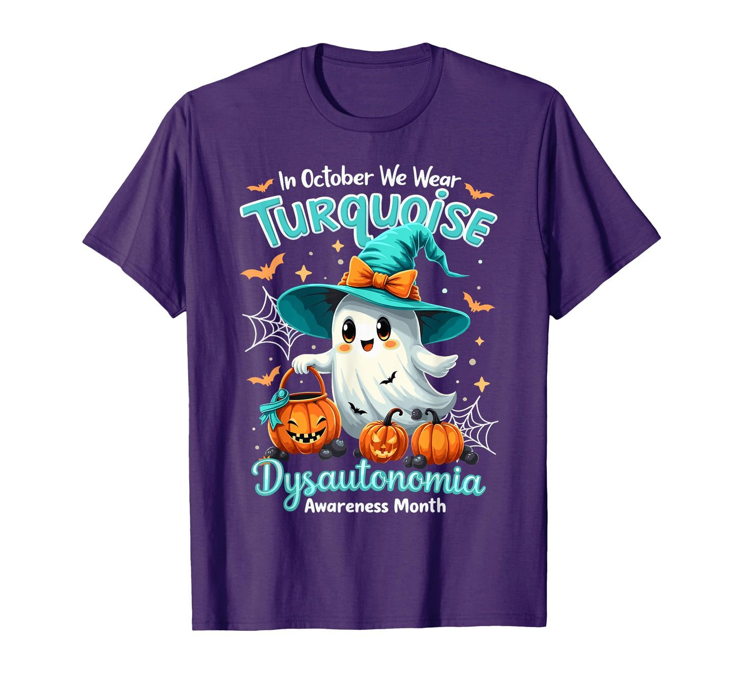 In October We Wear Turquoise Dysautonomia Awareness Ghost T-Shirt