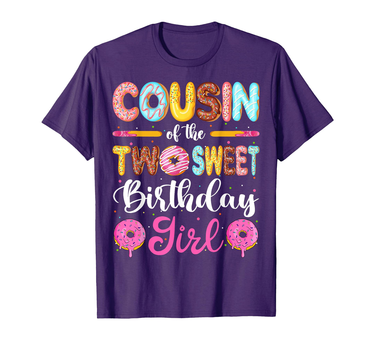 Cousin Of The Two Sweet Birthday Girl Donut 2nd Birthday T-Shirt