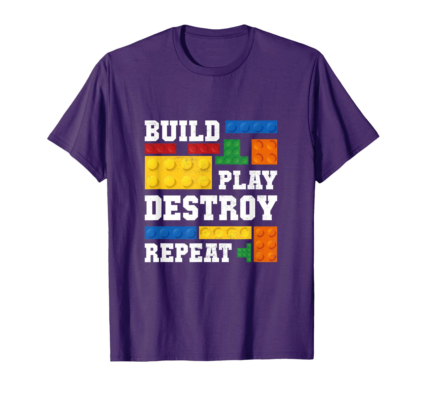 Build Play Destroy Repeat Brick Master Builder Kid Boy Girls T-Shirt