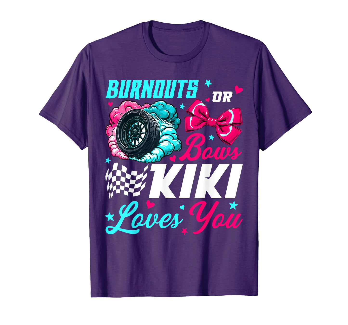 Burnouts or Bows Kiki Loves You Baby Gender Reveal Party T-Shirt