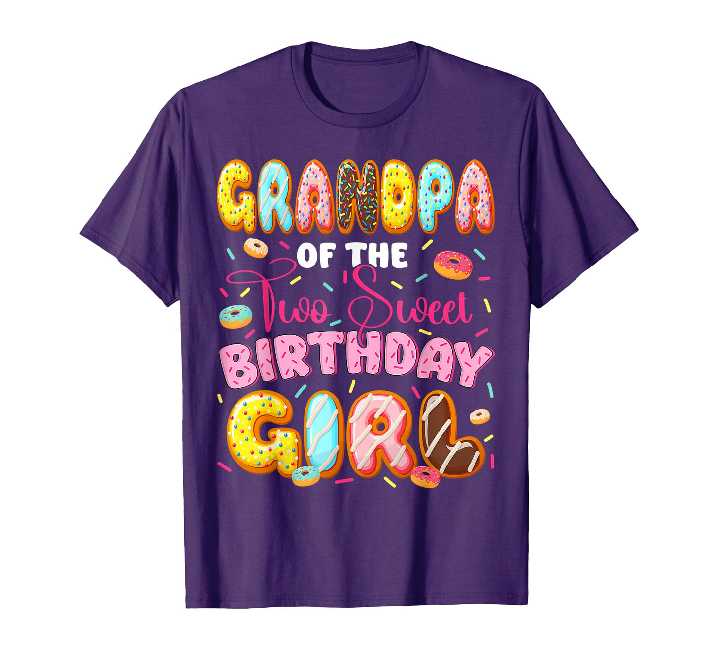 Grandpa Of The Two Sweet Birthday Girl Donut 2Nd Birthday T-Shirt