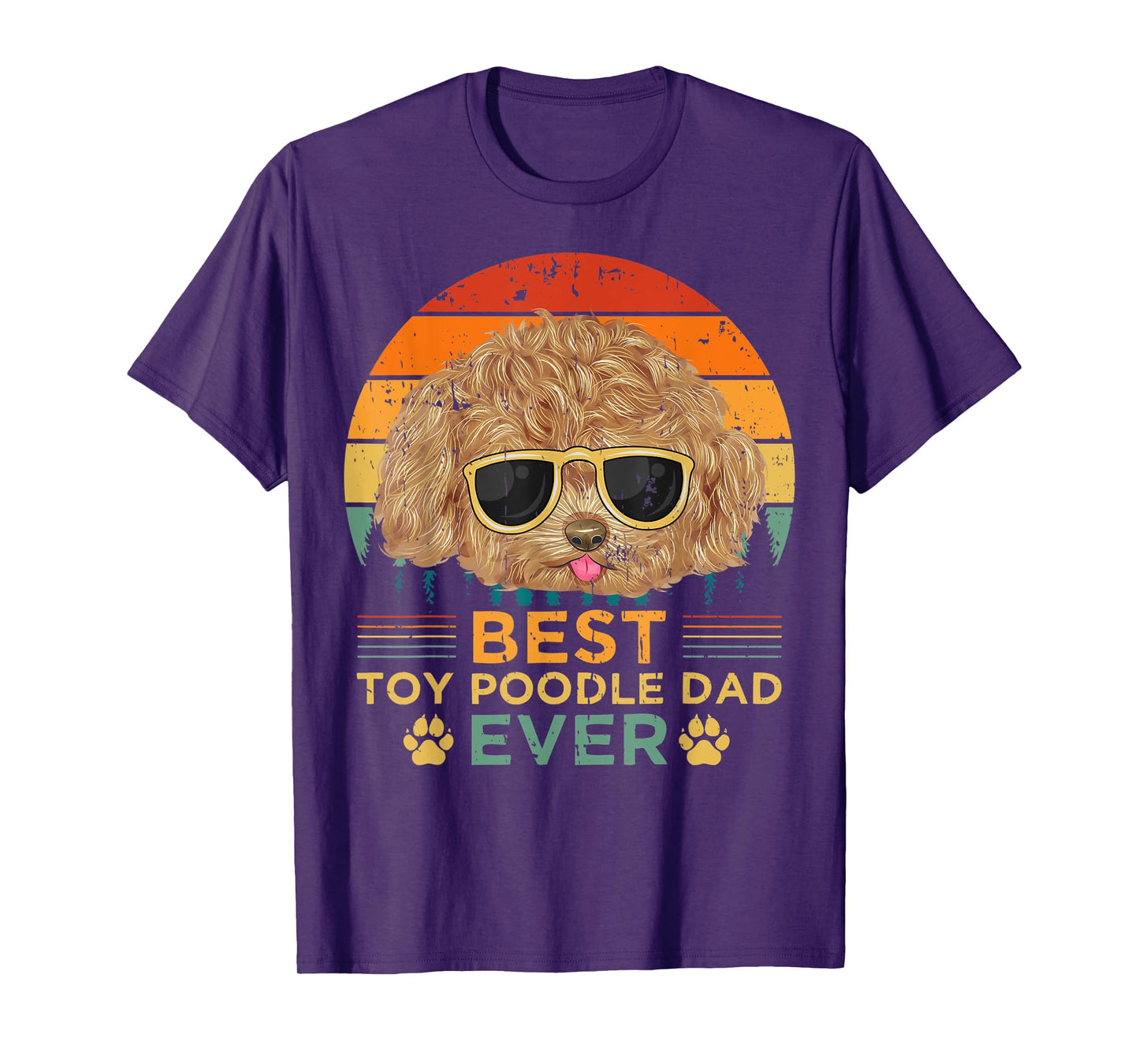 Mens Retro Vintage Sunset Best Toy Poodle Dad Father's Day T-Shirt