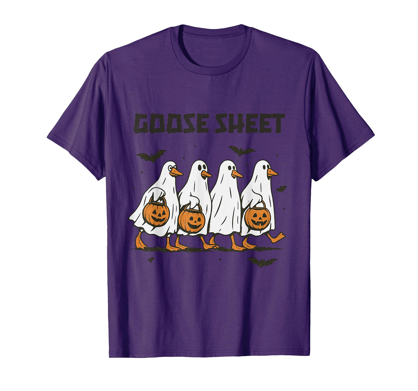 Halloween Fall Goose Sheet Ghost Floral Autumn Spooky Season T-Shirt