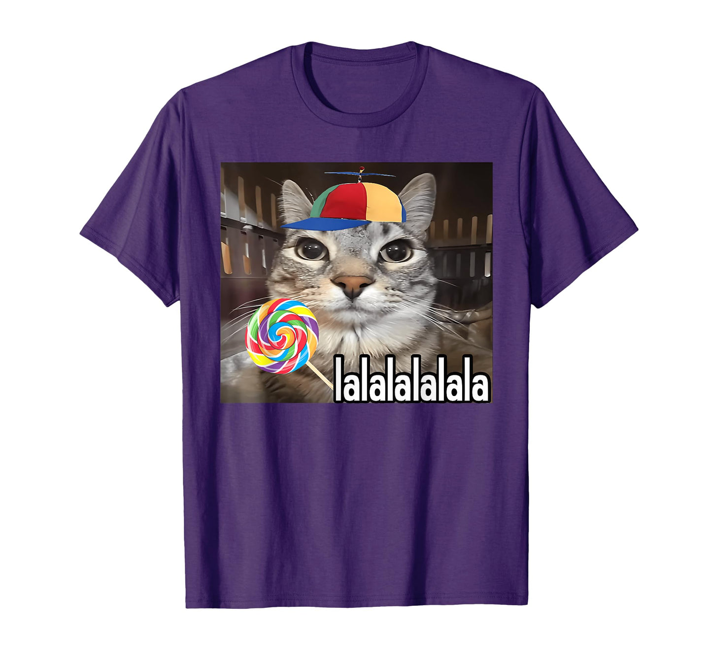 Silly Cat With Lollipop Meme T-Shirt for Men Women