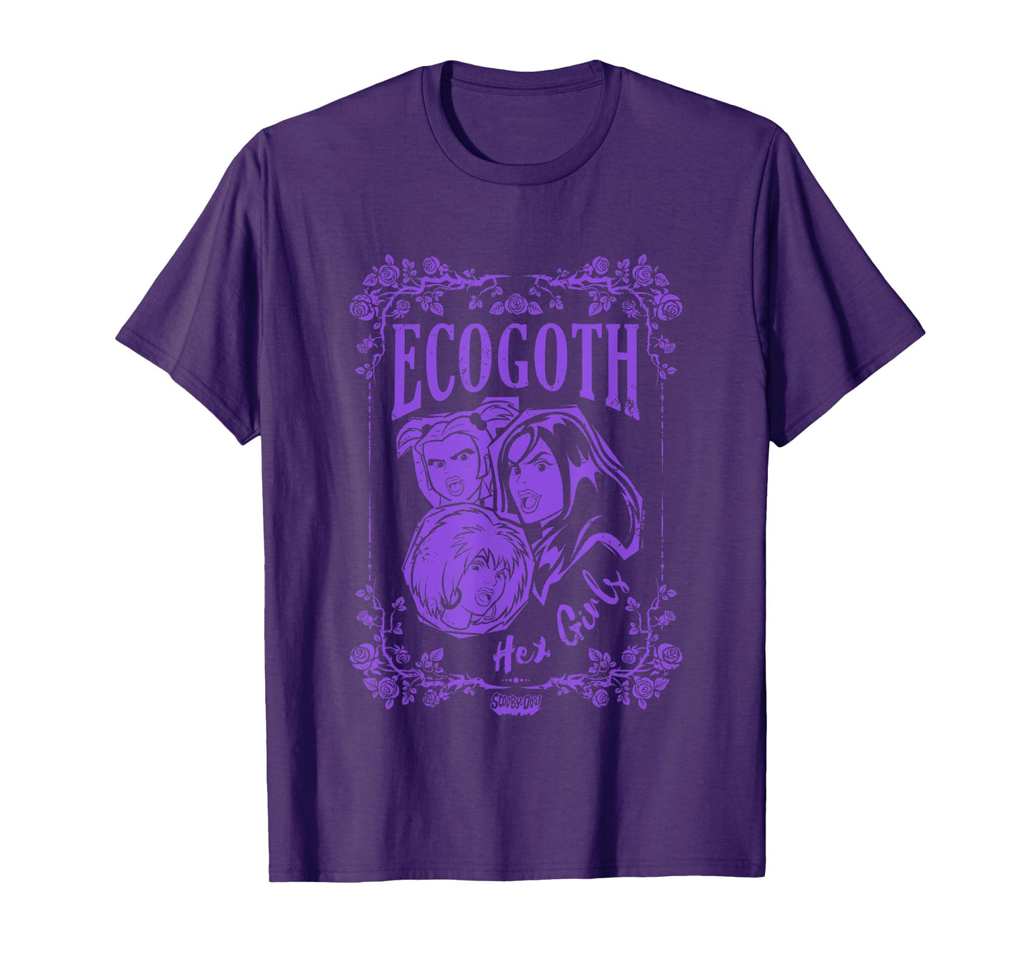 Scooby-Doo Hex Girls Ecogoth Distressed Floral Chest Logo T-Shirt
