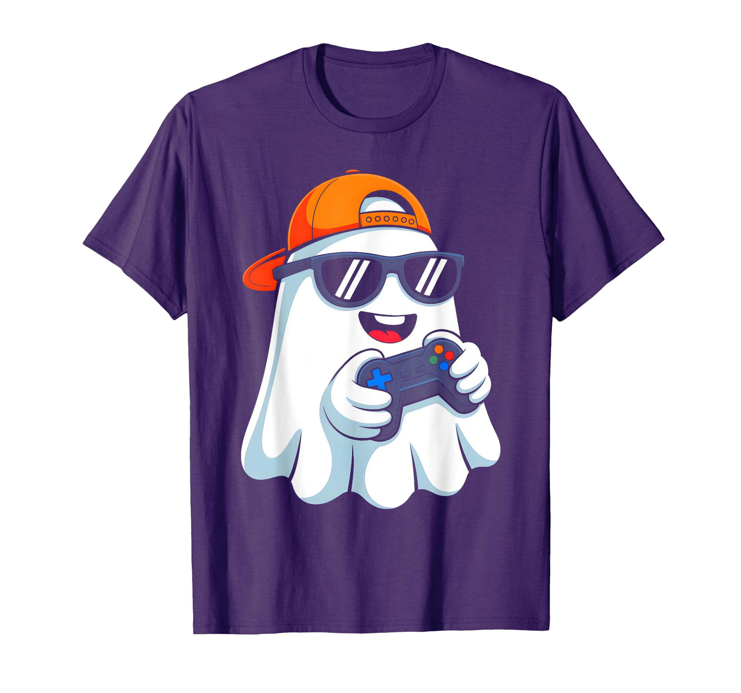 Funny Ghost Playing Video Game Halloween Gaming Boys Men T-Shirt