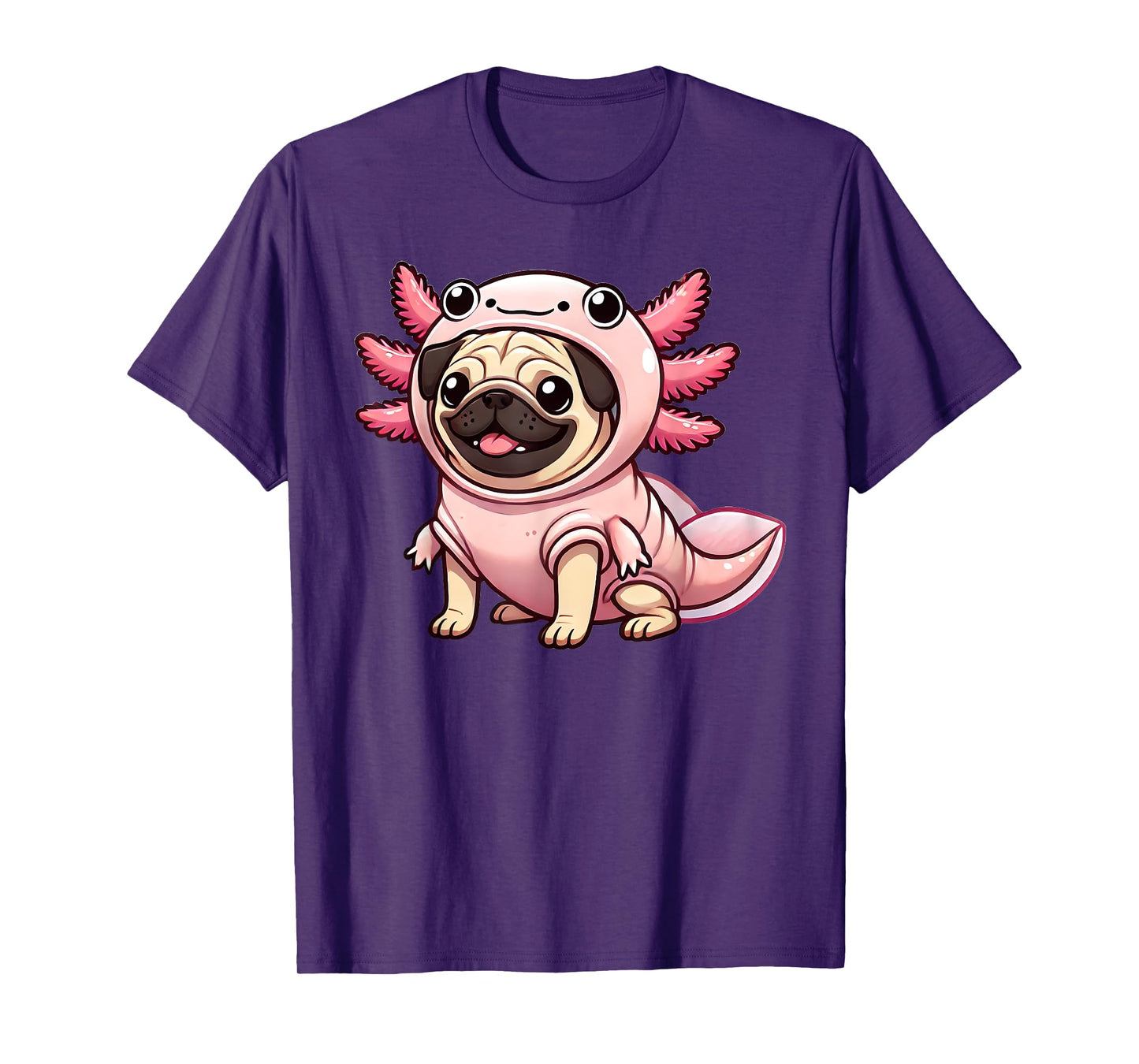 Kawaii Dog Pug Axolotl Costume T-Shirt for Men Women Kids