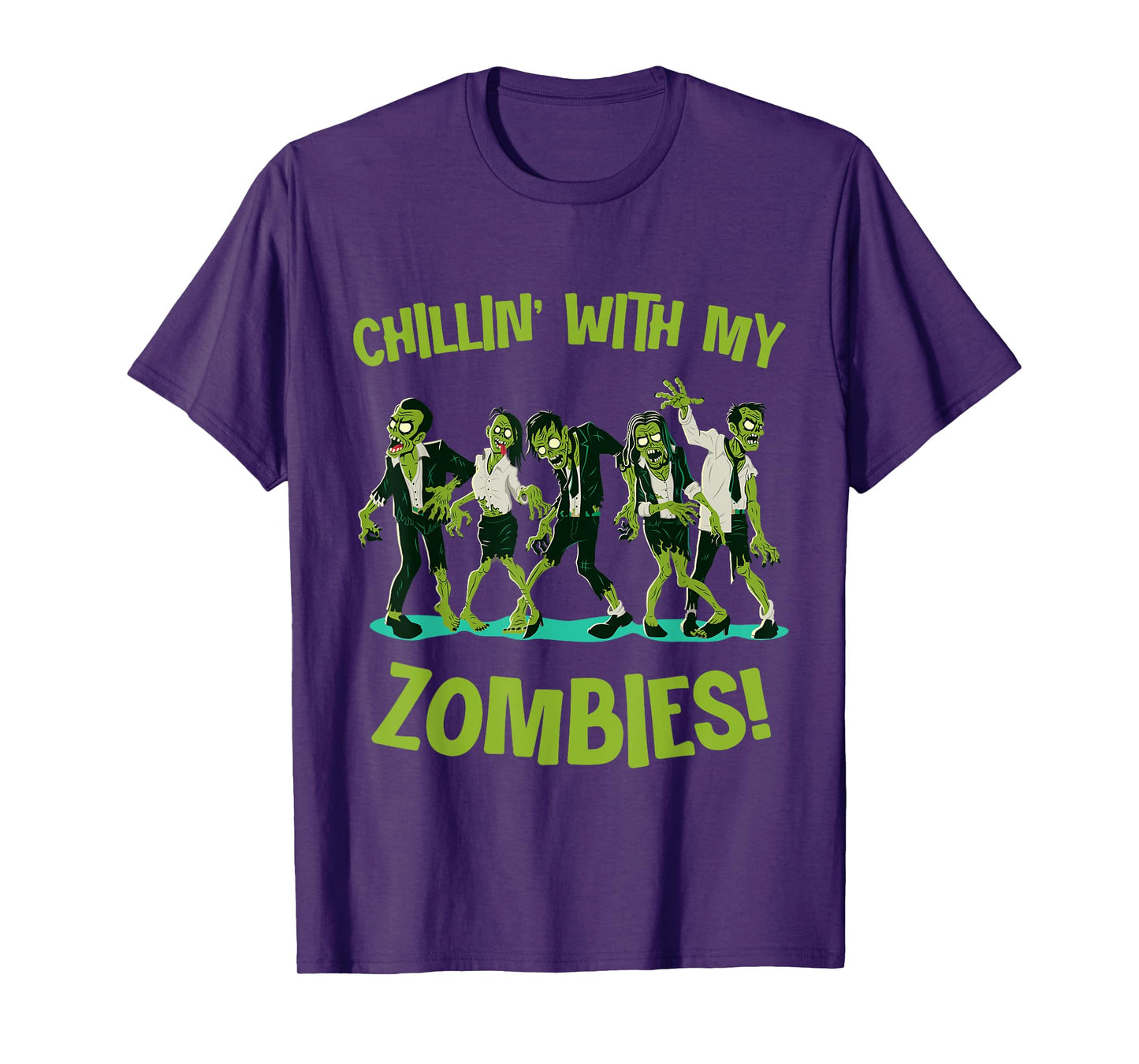 Chillin With My Zombies Funny Halloween Group Friend Costume T-Shirt