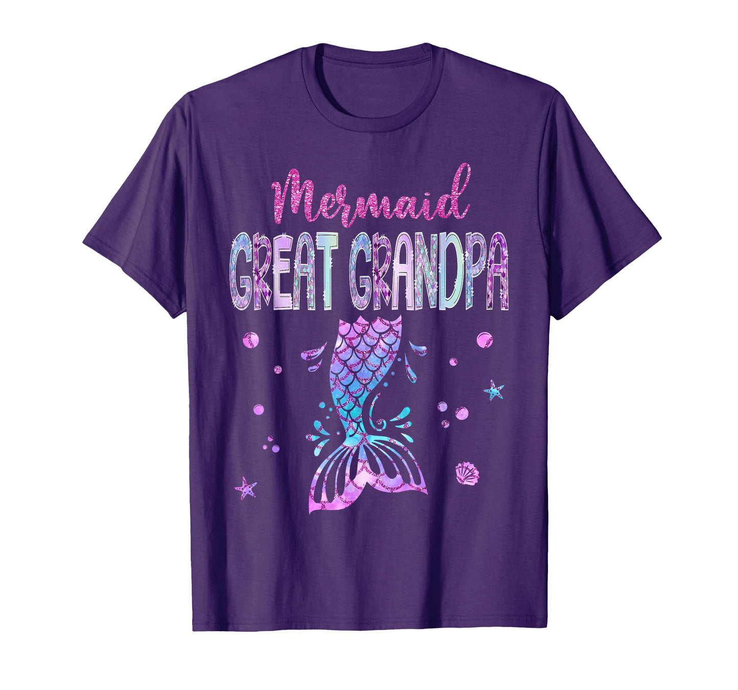 Mermaid Great Grandpa Birthday Party Girl Family Matching T-Shirt