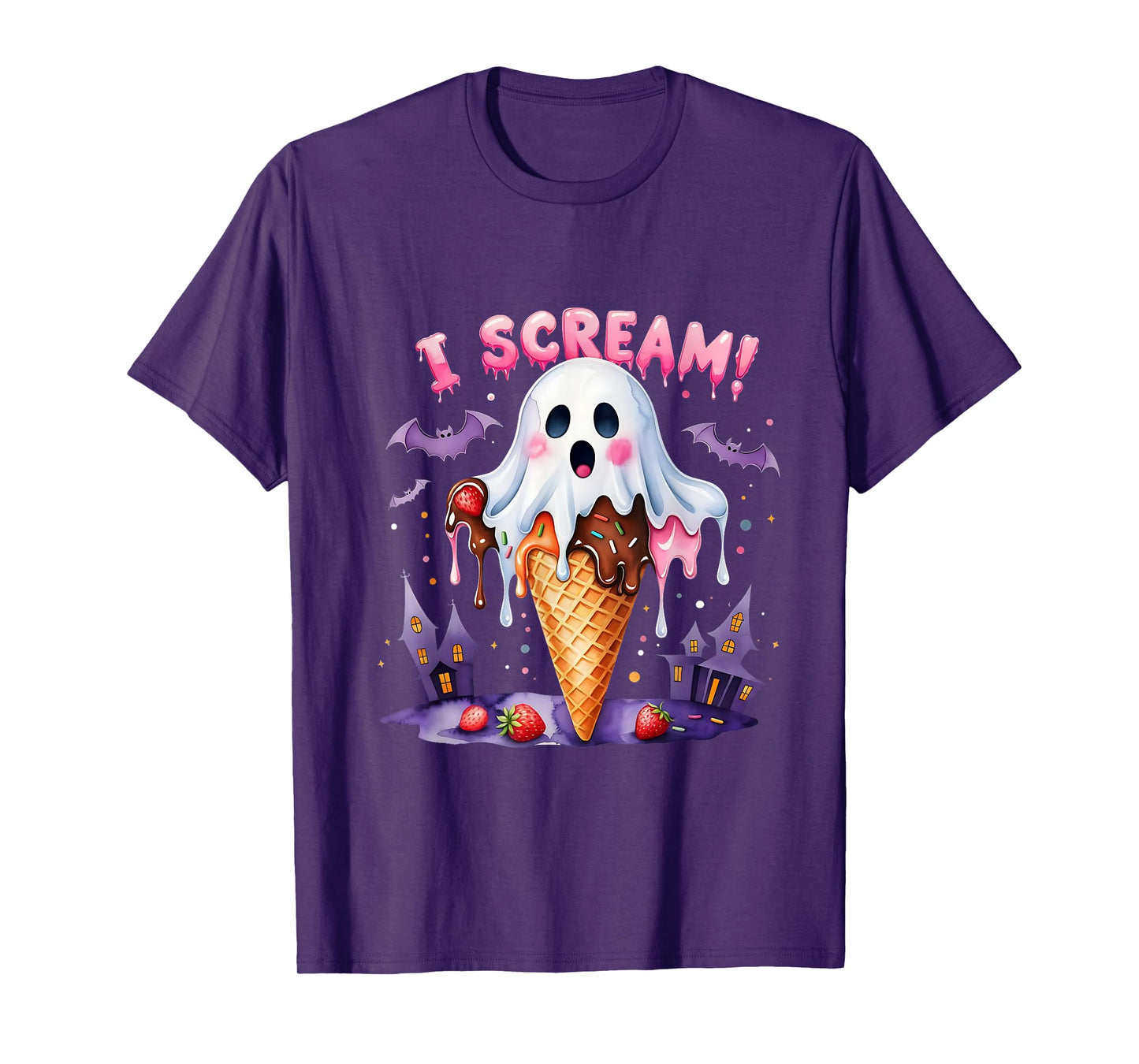 I Scream Ghost Ice Cream Halloween Cute Funny Art T-Shirt