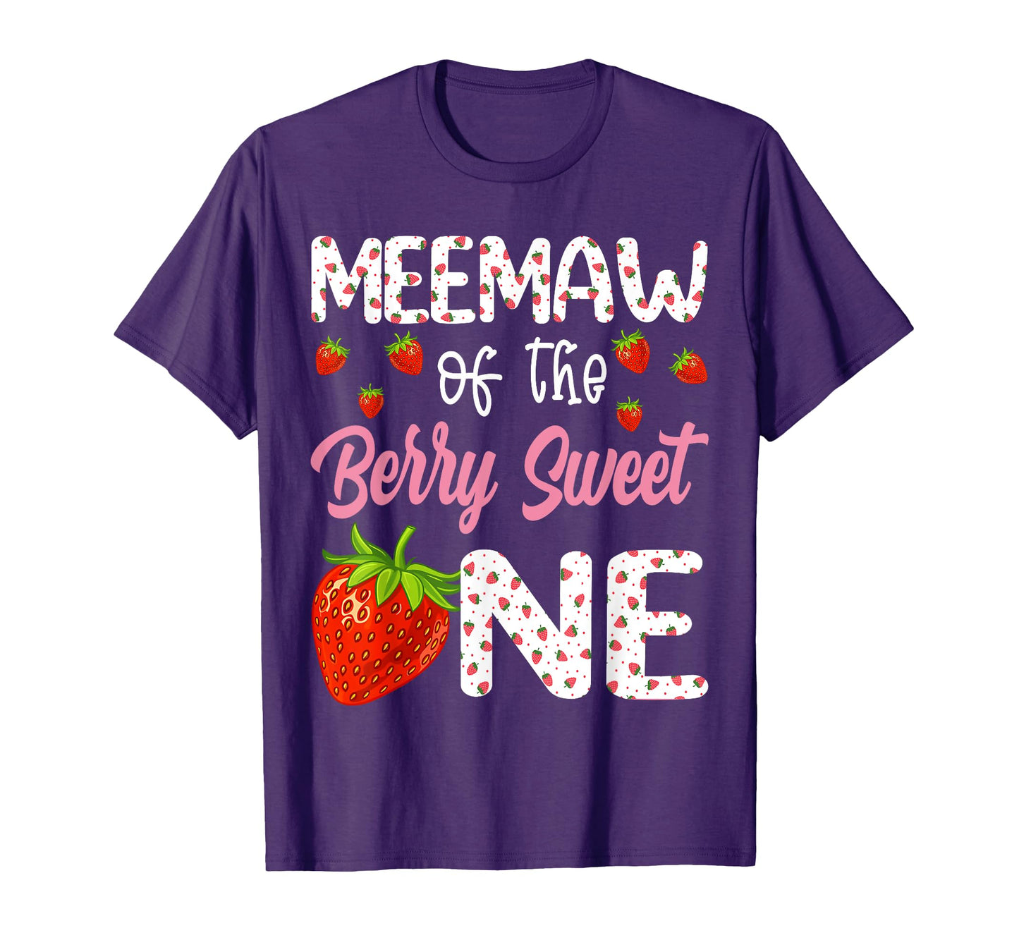 Meemaw Of The Berry Sweet One Strawberry First Birthday T-Shirt