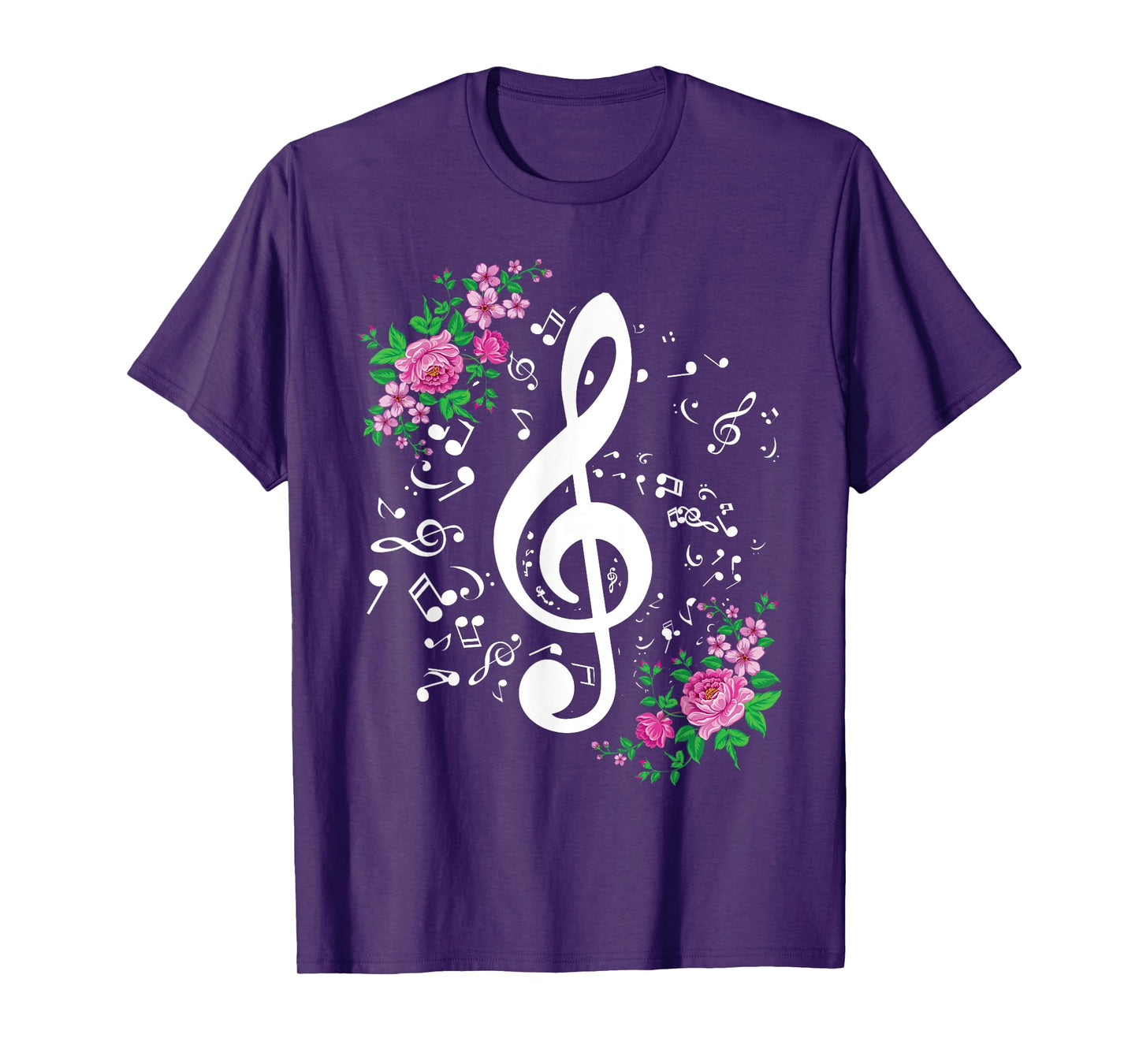 Cut Music Notes Clef Teacher,musical Notes and Flowers T-Shirt