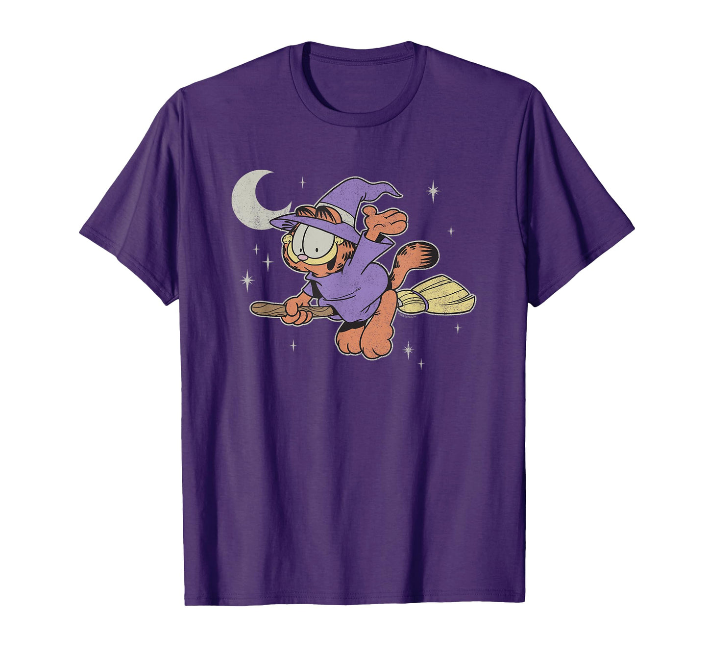 Garfield Halloween Witch Garfield Flying On Broom Retro T-Shirt