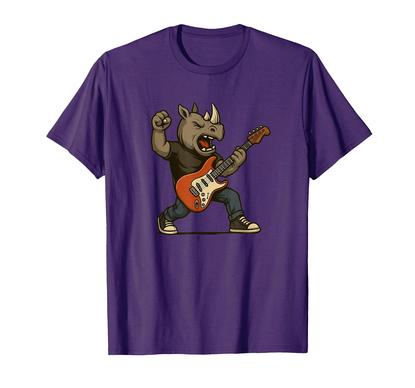 Cool Rocking Rhino Costume with Electric Guitar T-Shirt