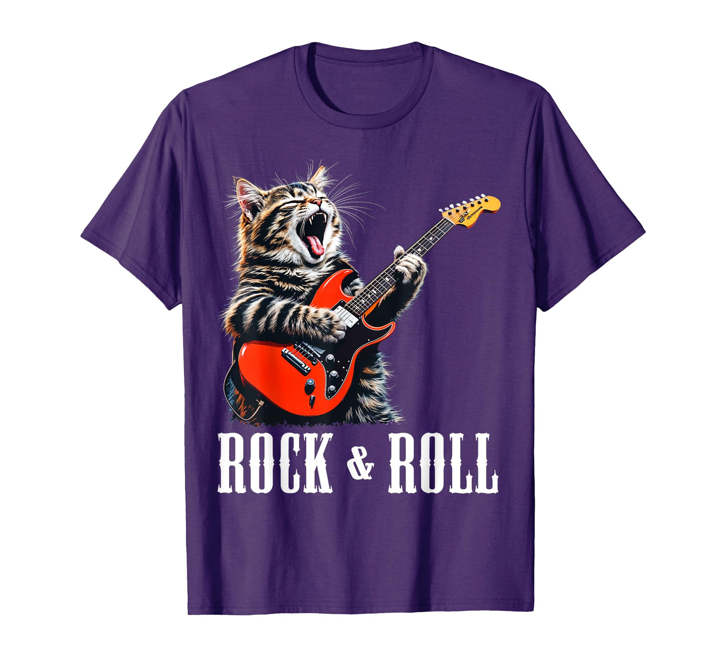 Rock & Roll Guitar Cat Vintage ROCK Guitarist Kitty Men Women Kids T-Shirt