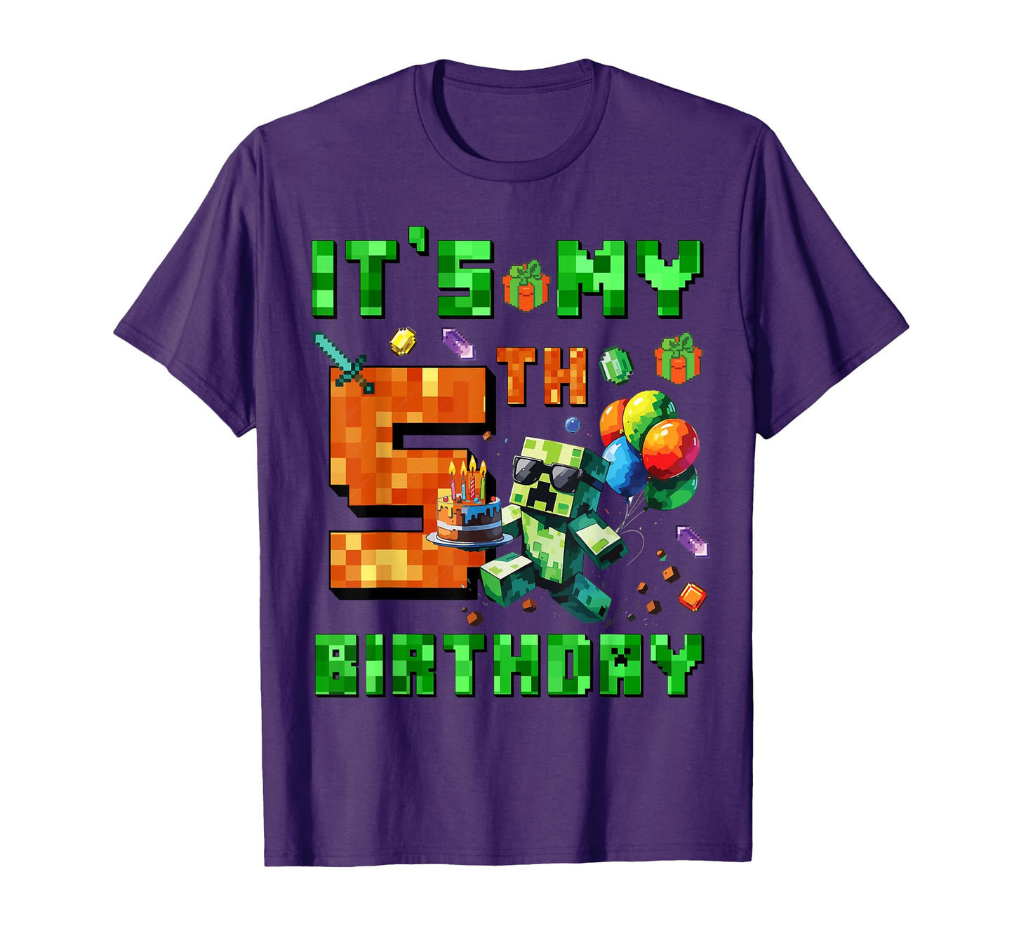 It's My 5th Birthday Pixel Number Video Game Gamer T-Shirt
