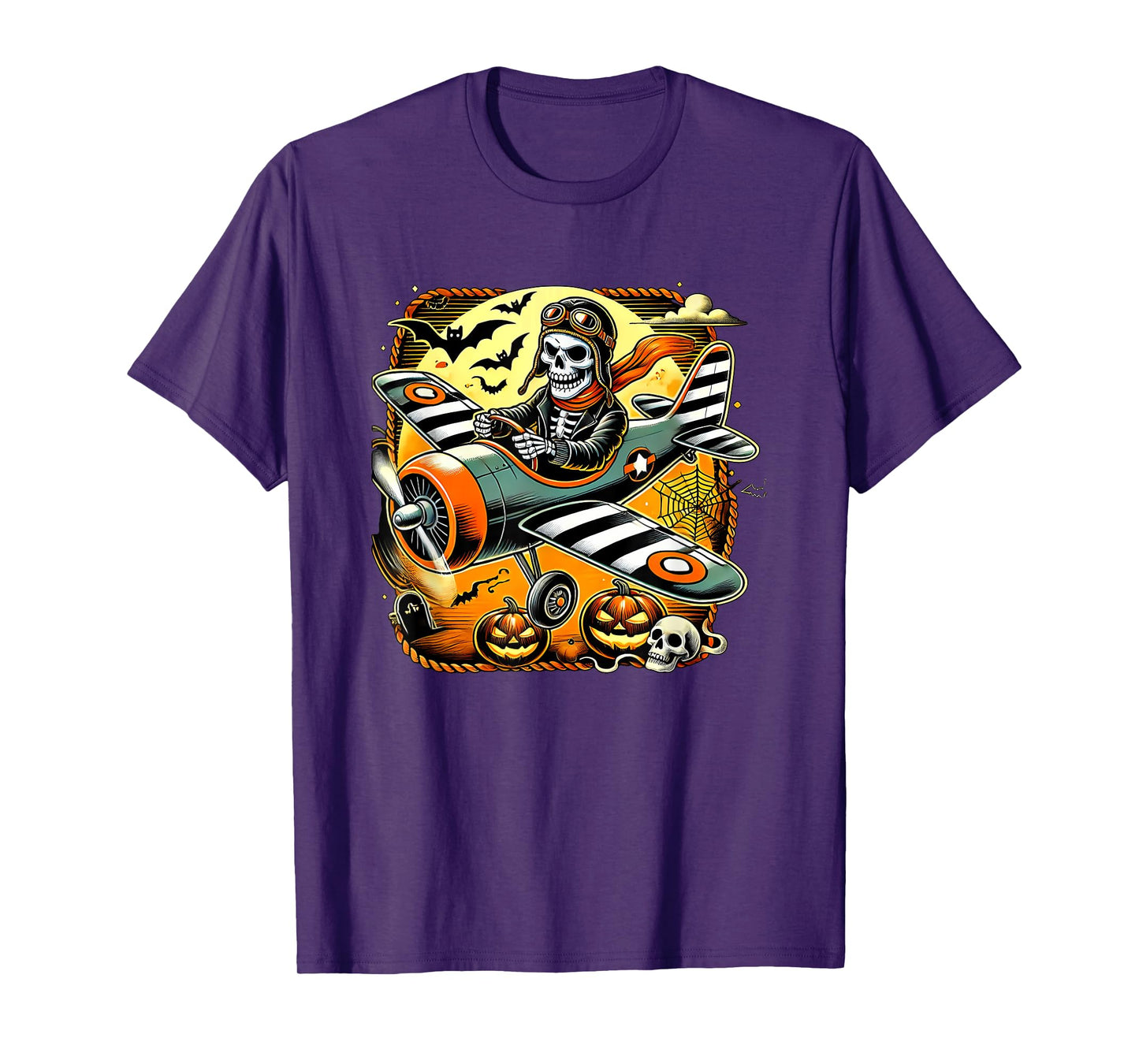 Halloween Skeleton Airplane T-Shirt