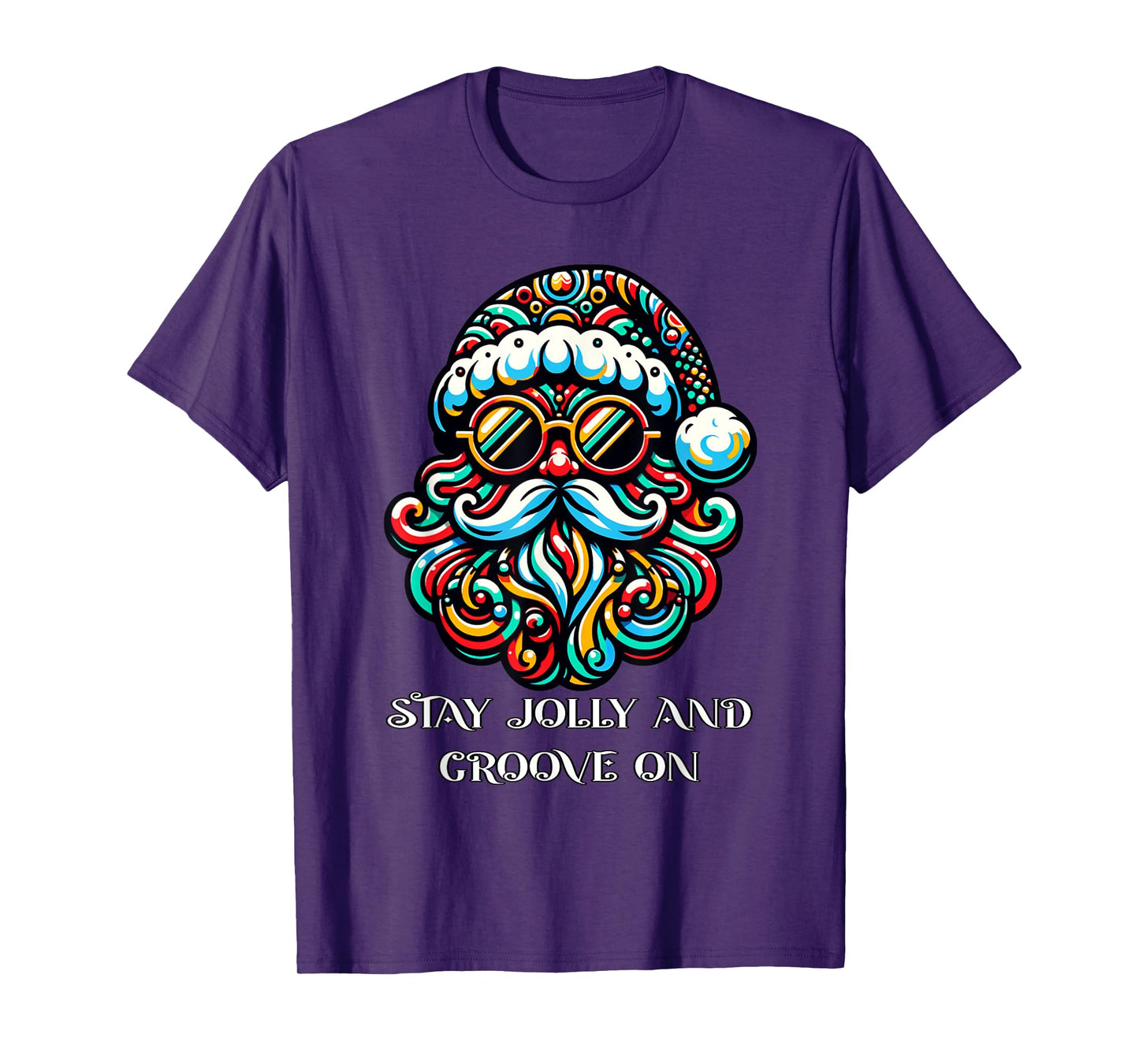Psychedelic Santa Claus Funky Christmas, Hippie Vibes Party T-Shirt