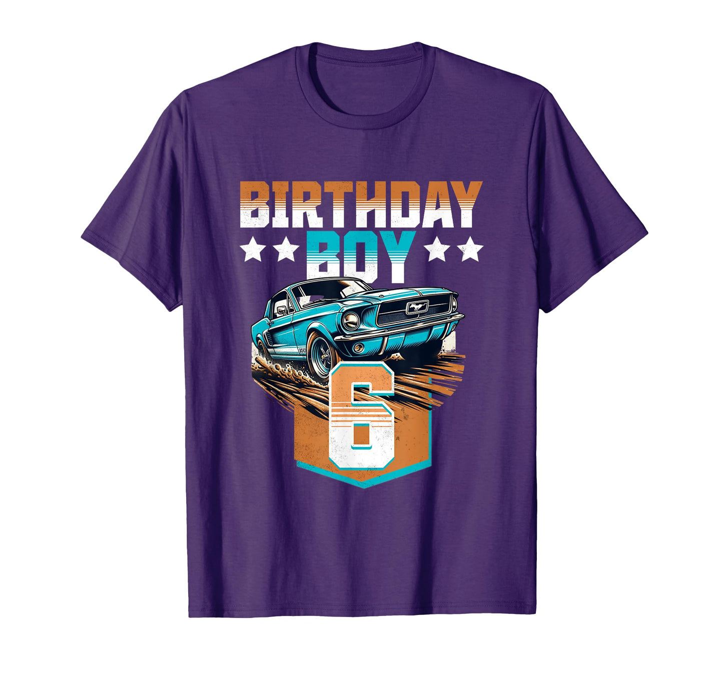 Birthday Boy 6 American Muscle Car 6th Bday Classic Car Kids T-Shirt