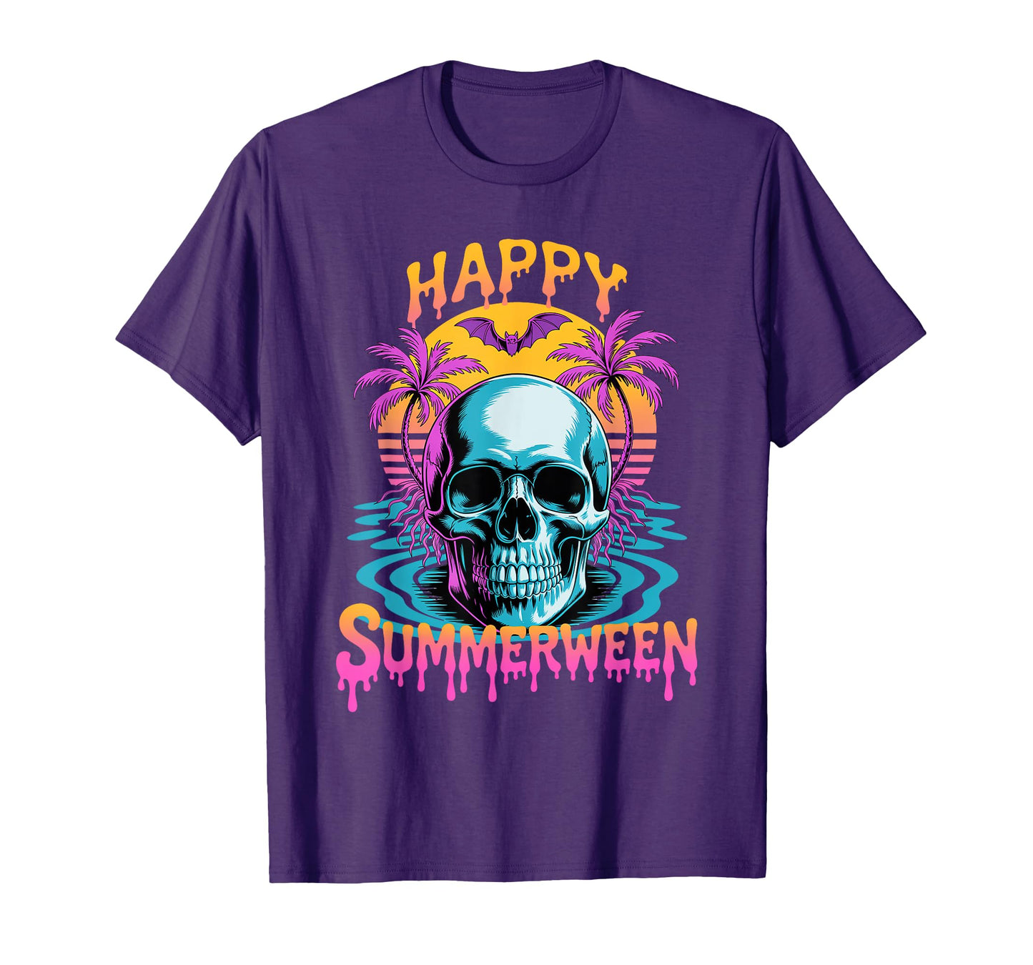 Summer Watermelon Jack-o-lantern Happy Summerween Skeleton T-Shirt
