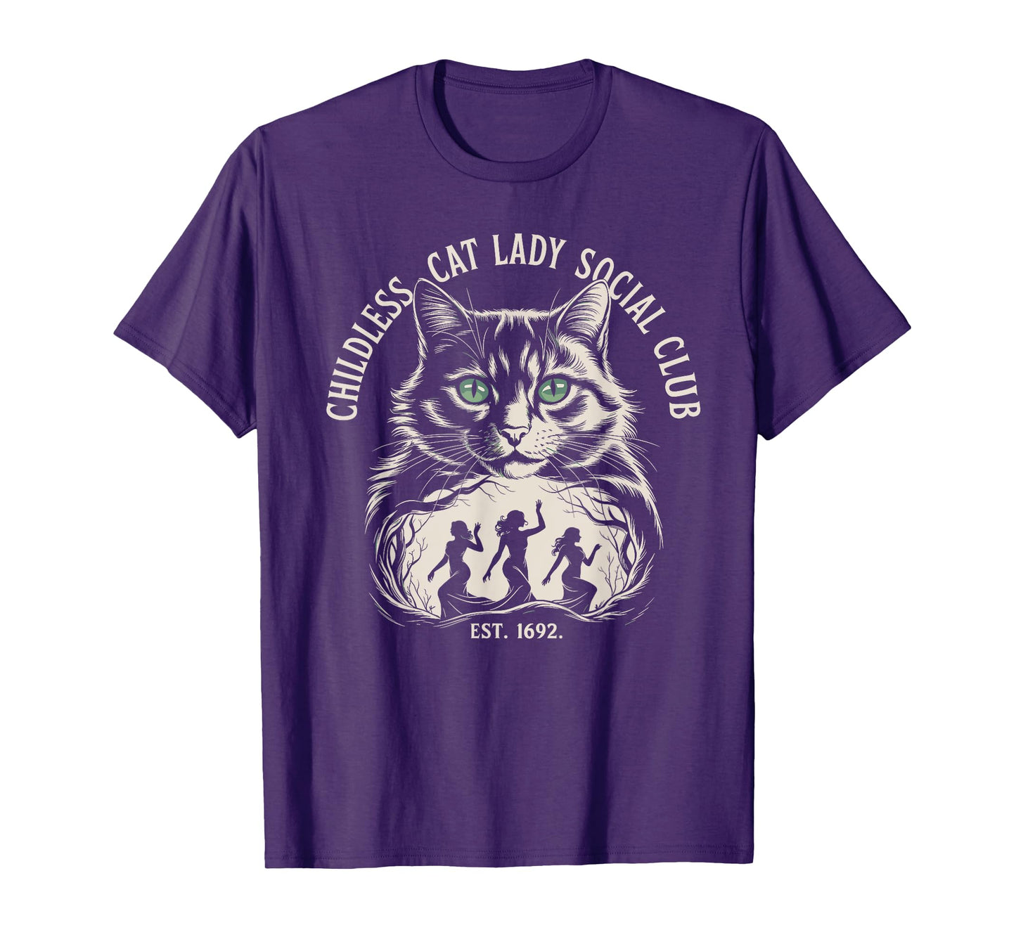 Childless Cat Lady Social Club Witchy Retro Cat T-Shirt