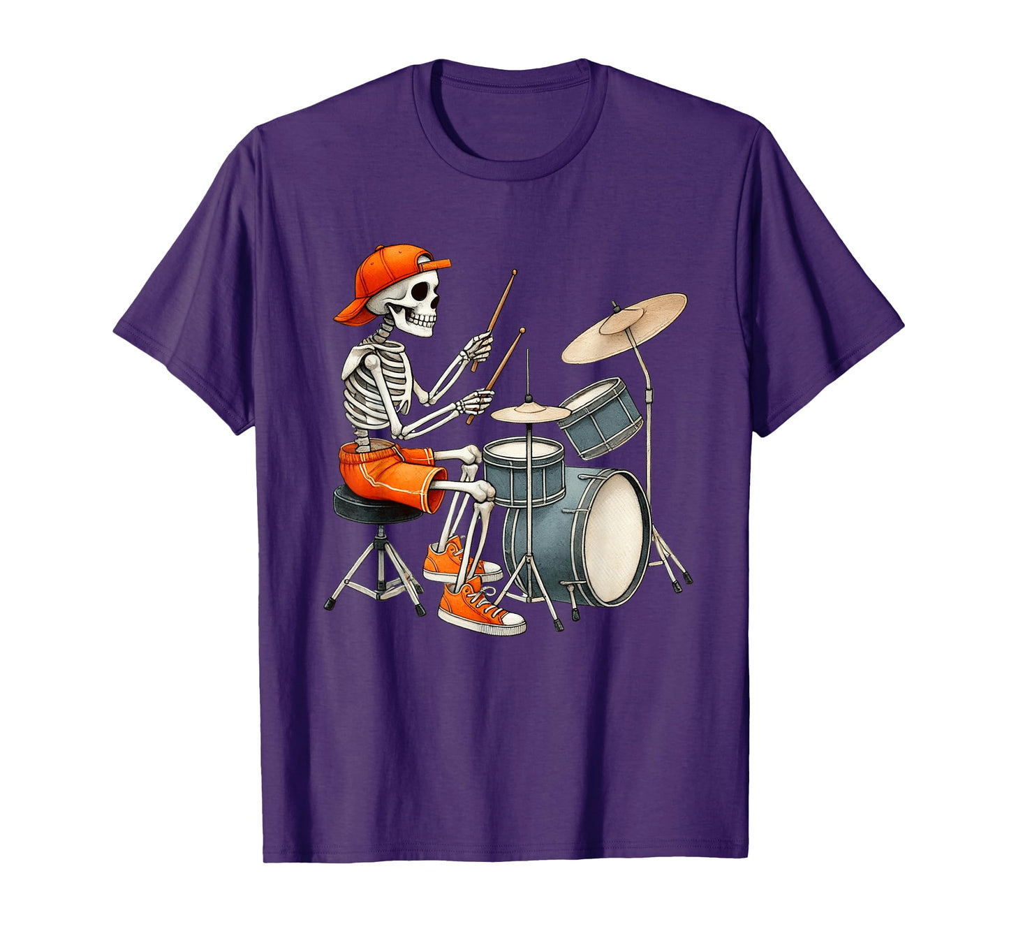 Skeleton Drums Halloween Costume Funny Drummer Men Boys Kids T-Shirt