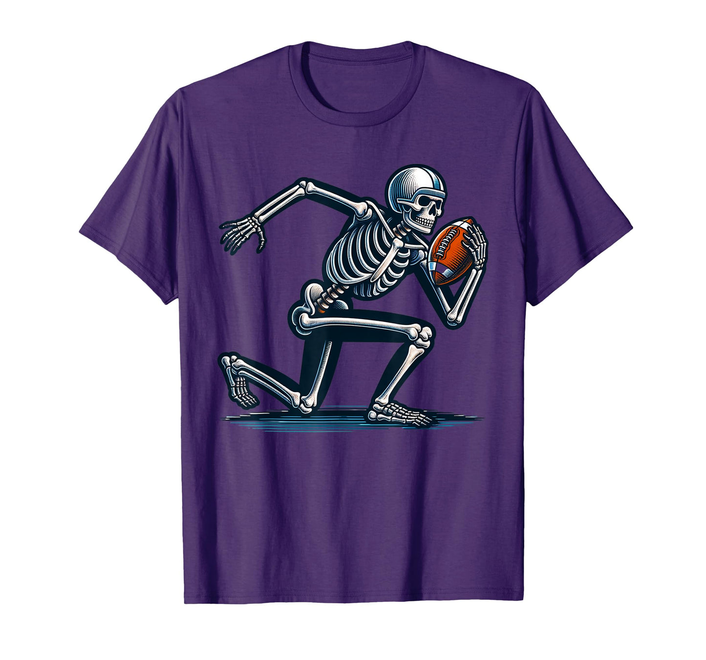 American Football Skeleton Boys Men Football Fan Halloween T-Shirt