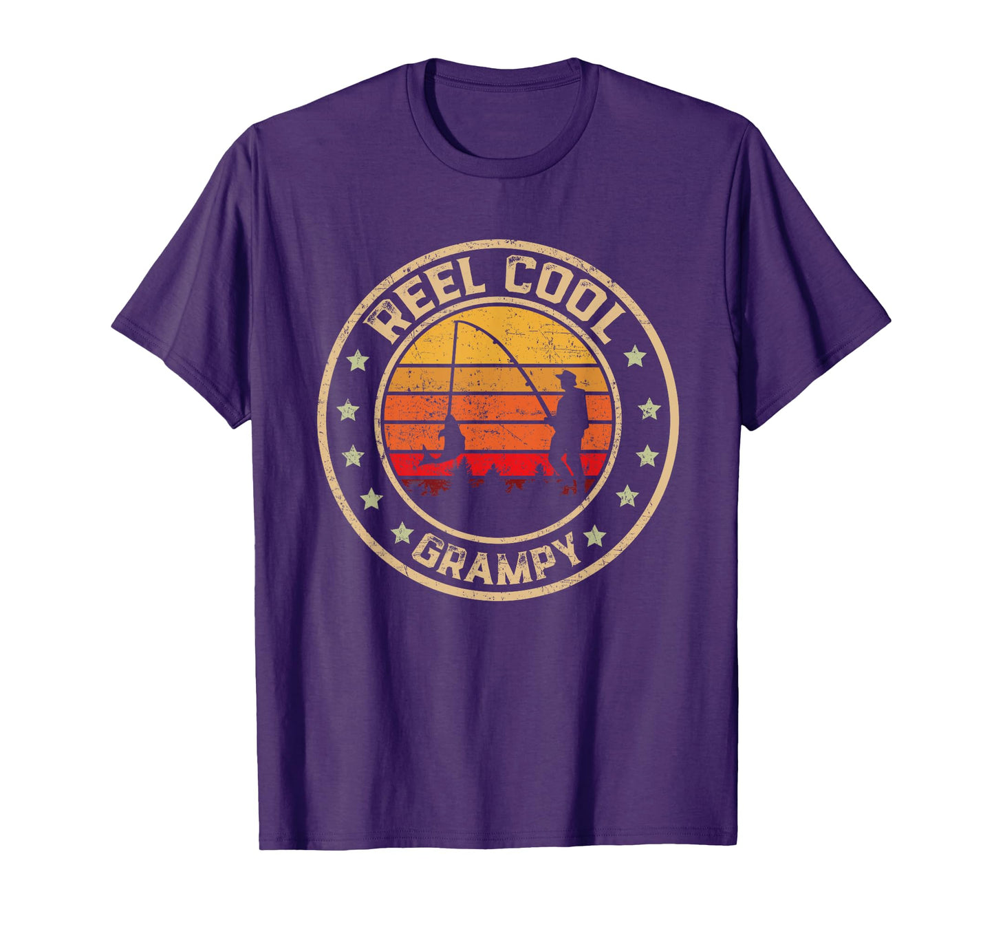 Vintage Reel Cool Grampy Fish Fishing Funny Fathers Day T-Shirt