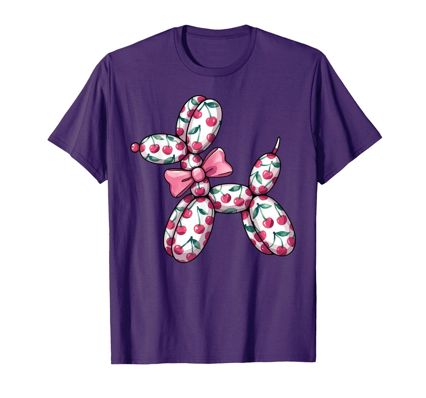Cherry Balloon Dog Coquette Bow Women Girl Kids Dog Lover T-Shirt