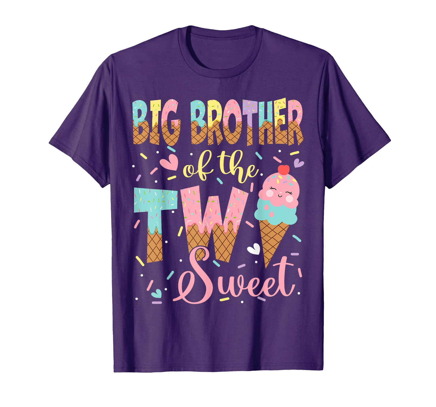 Big Brother Of The Two Sweet 2Nd Birthday Girl Ice Cream T-Shirt