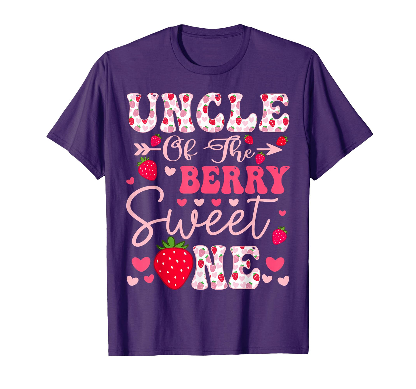 Uncle Of The Berry Sweet One Strawberry 1St Birthday T-Shirt