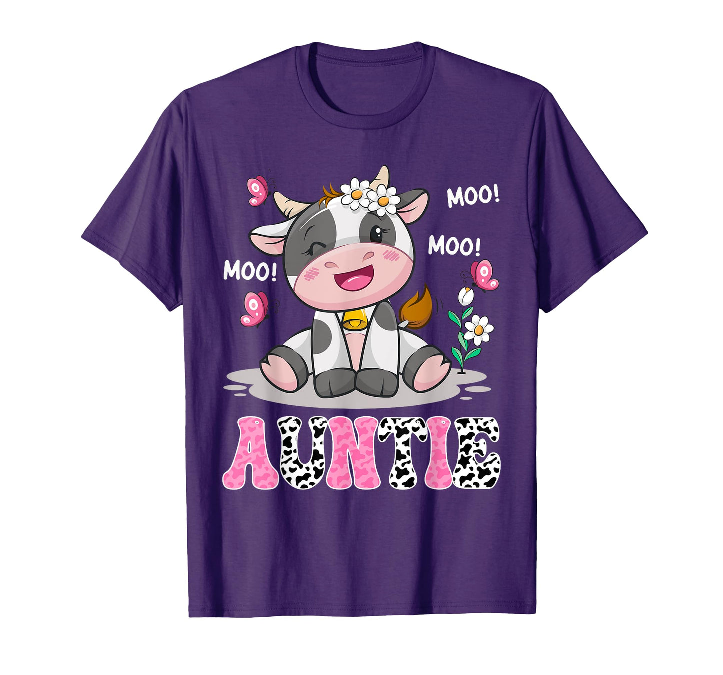 Auntie Cute Cow Moo Moo Farmer Birthday Family Matching T-Shirt