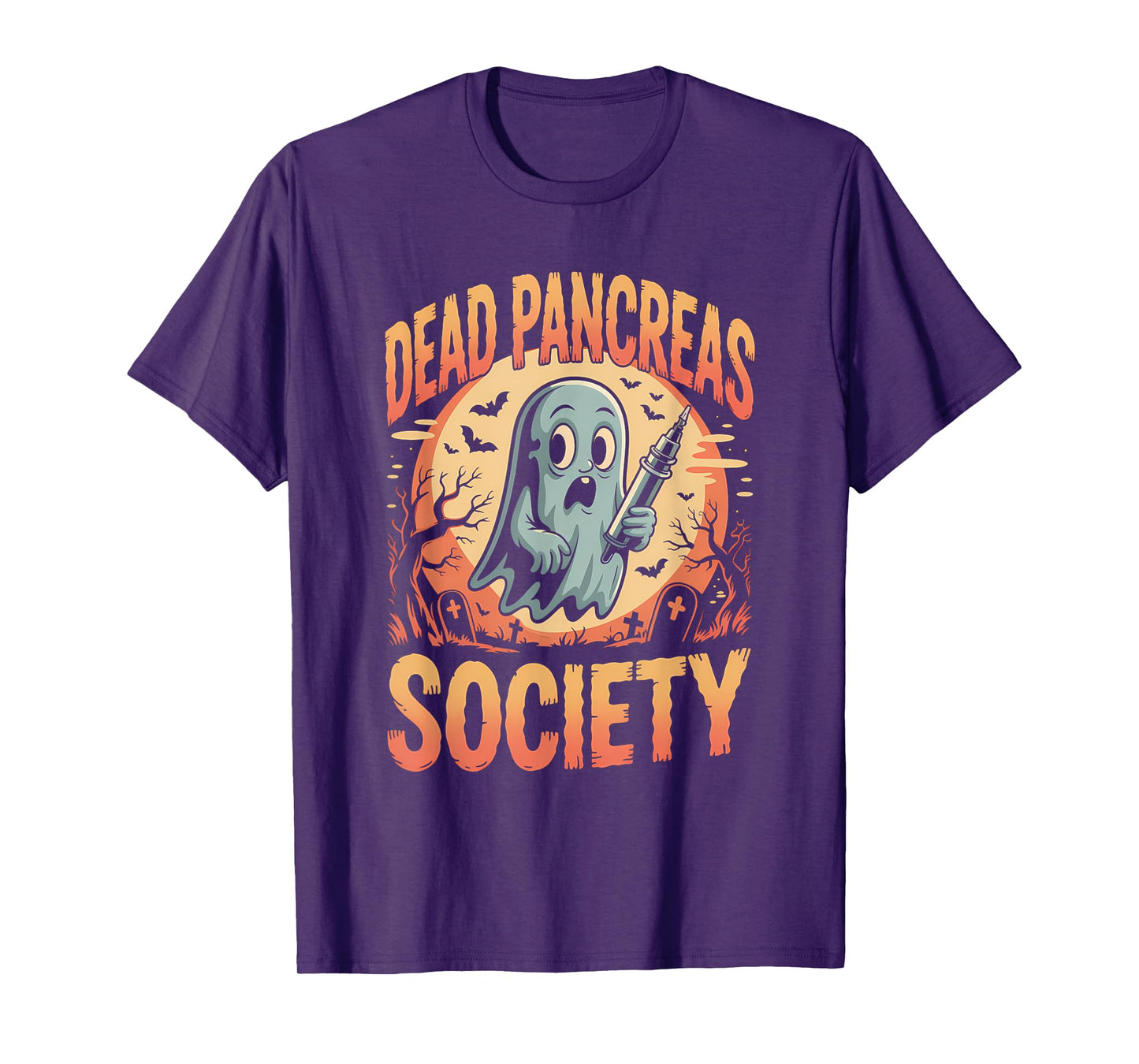 Dead Pancreas Society Funny Ghost Syringe Diabetes Halloween T-Shirt
