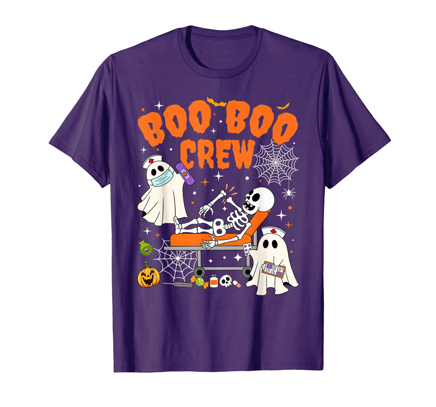 Nurse Boo Boo Crew Ghost Skeleton Nurse Halloween Costume T-Shirt