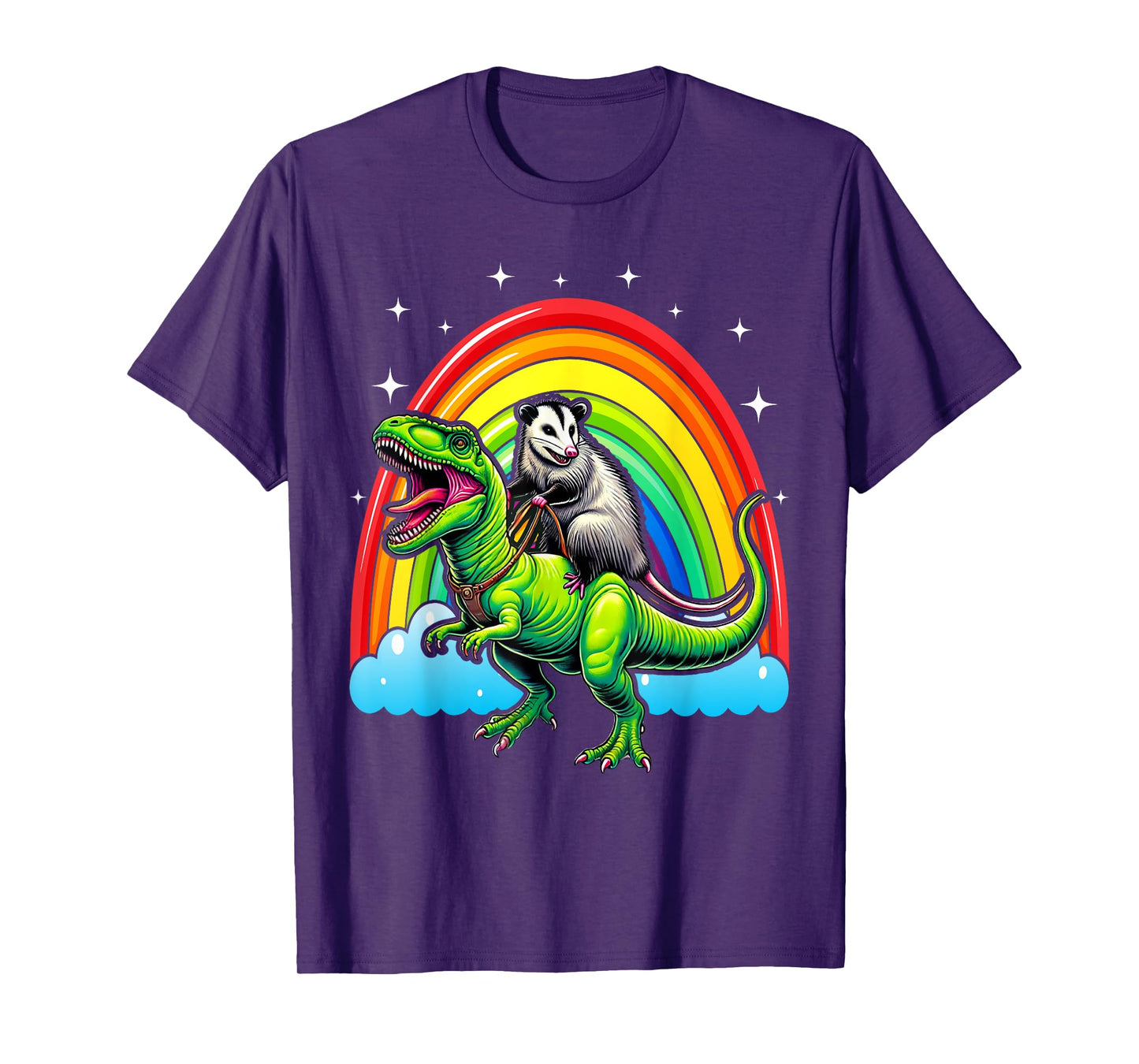 Possum Opossum Riding Dinosaur T Rex Trash Garbage T-Shirt