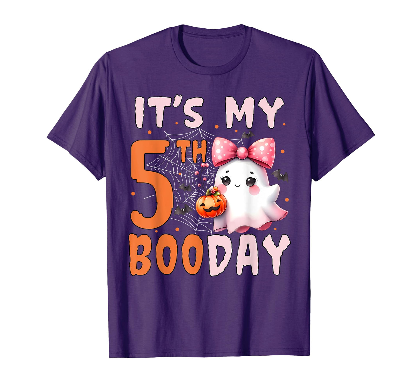Its My Boo Day Cute Halloween 5th Birthday Ghost Bow Girl T-Shirt