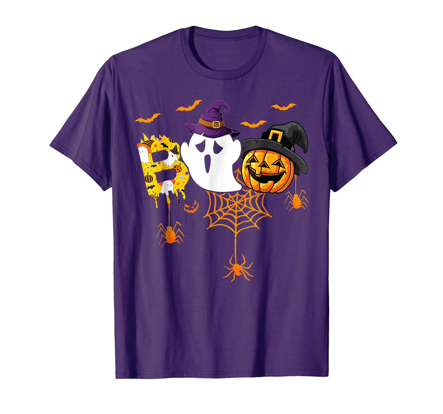 Boo With Spiders And Witch Hat Halloween Costume T-Shirt