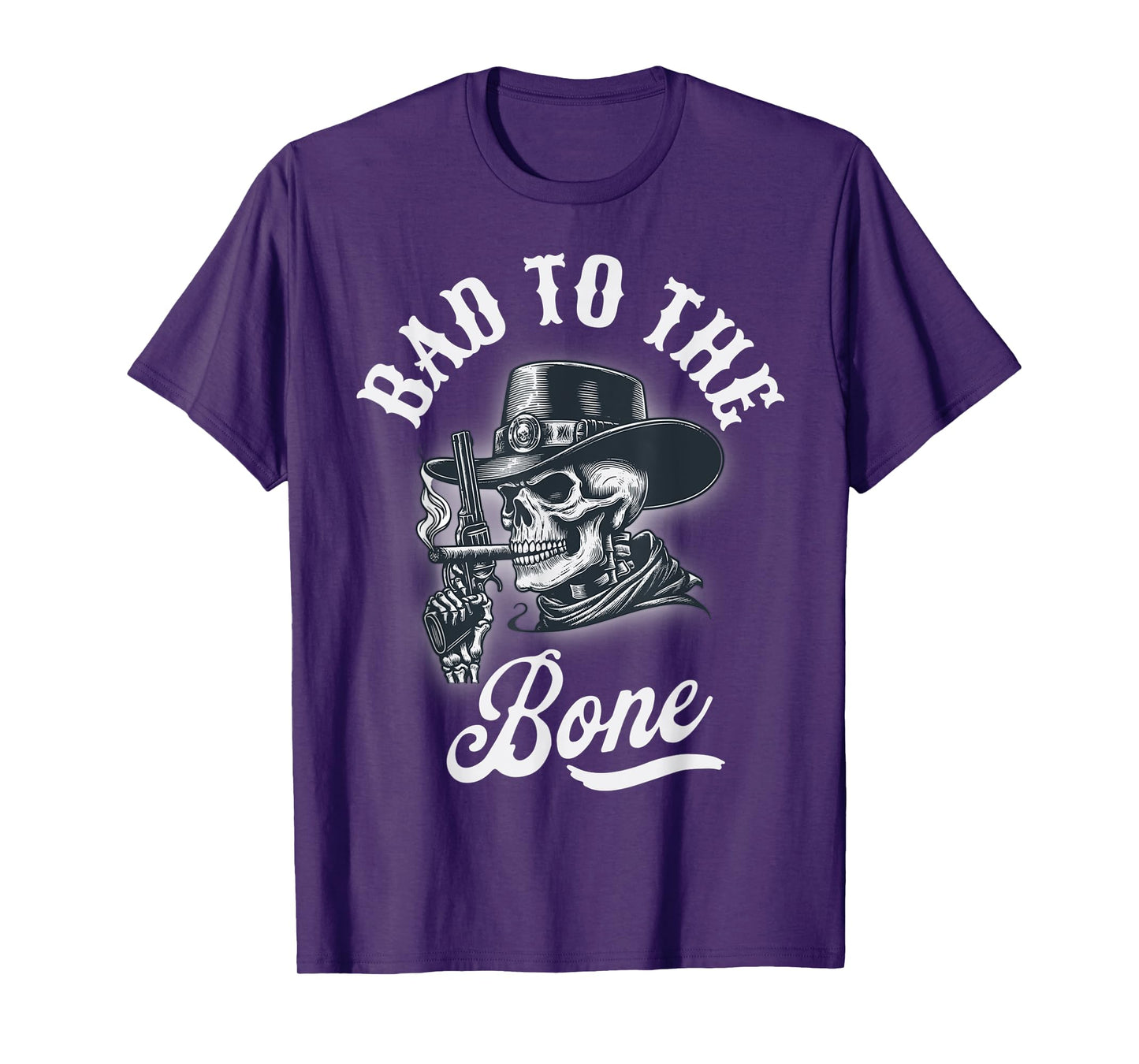 Bad to the Bone Skull Rebel Edgy Halloween Cowboy Top T-Shirt