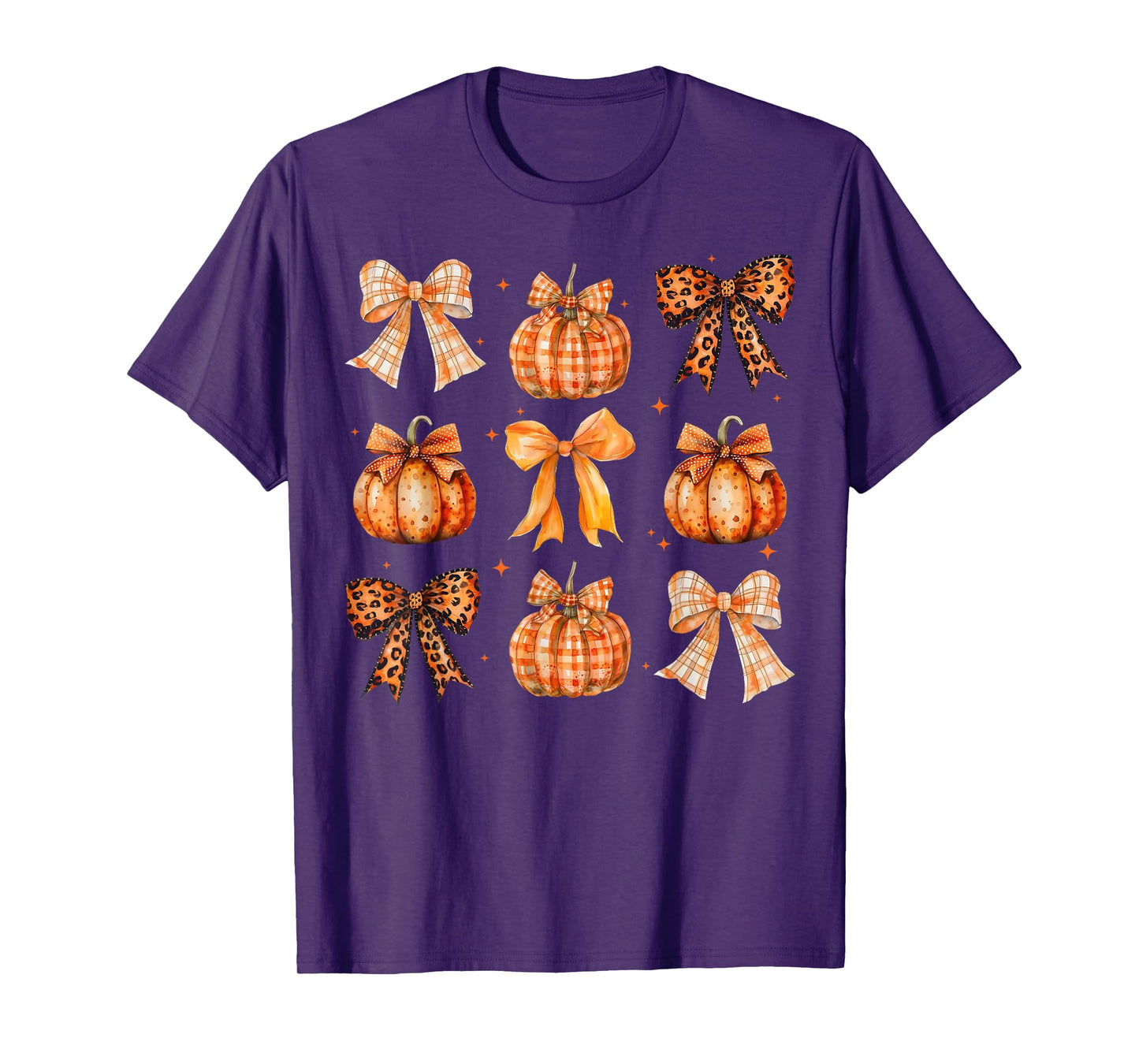 Fall Coquette Bow Leopard Print Pumpkin Thanksgiving Women T-Shirt