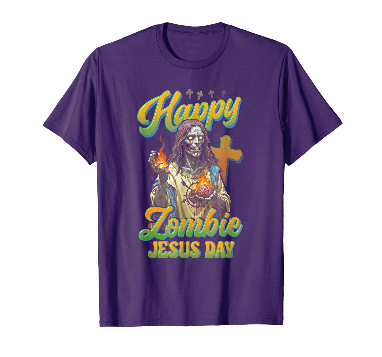 Happy Zombie Jesus Day Horror Christ Faith Cross Religious T-Shirt