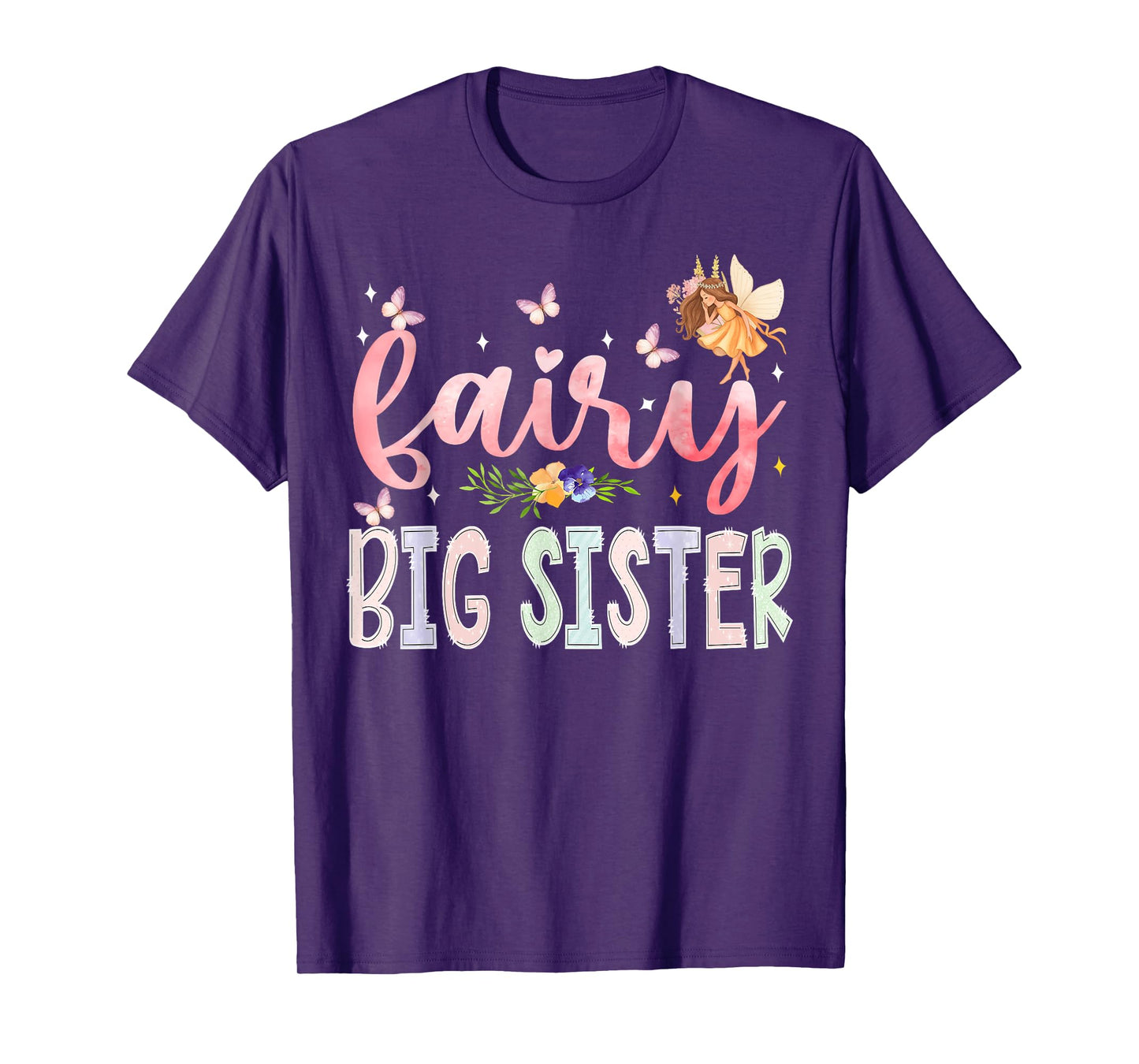 Fairy Big Sister Magical Floral Birthday Girl Fairytale T-Shirt