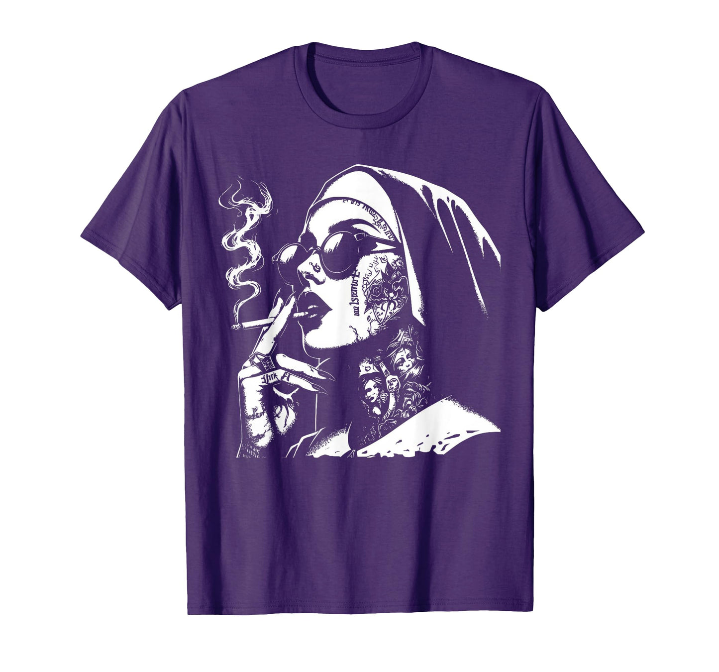Unholy Nun Funny Horror Choked up Unholy Nun Satan Baphomet T-Shirt