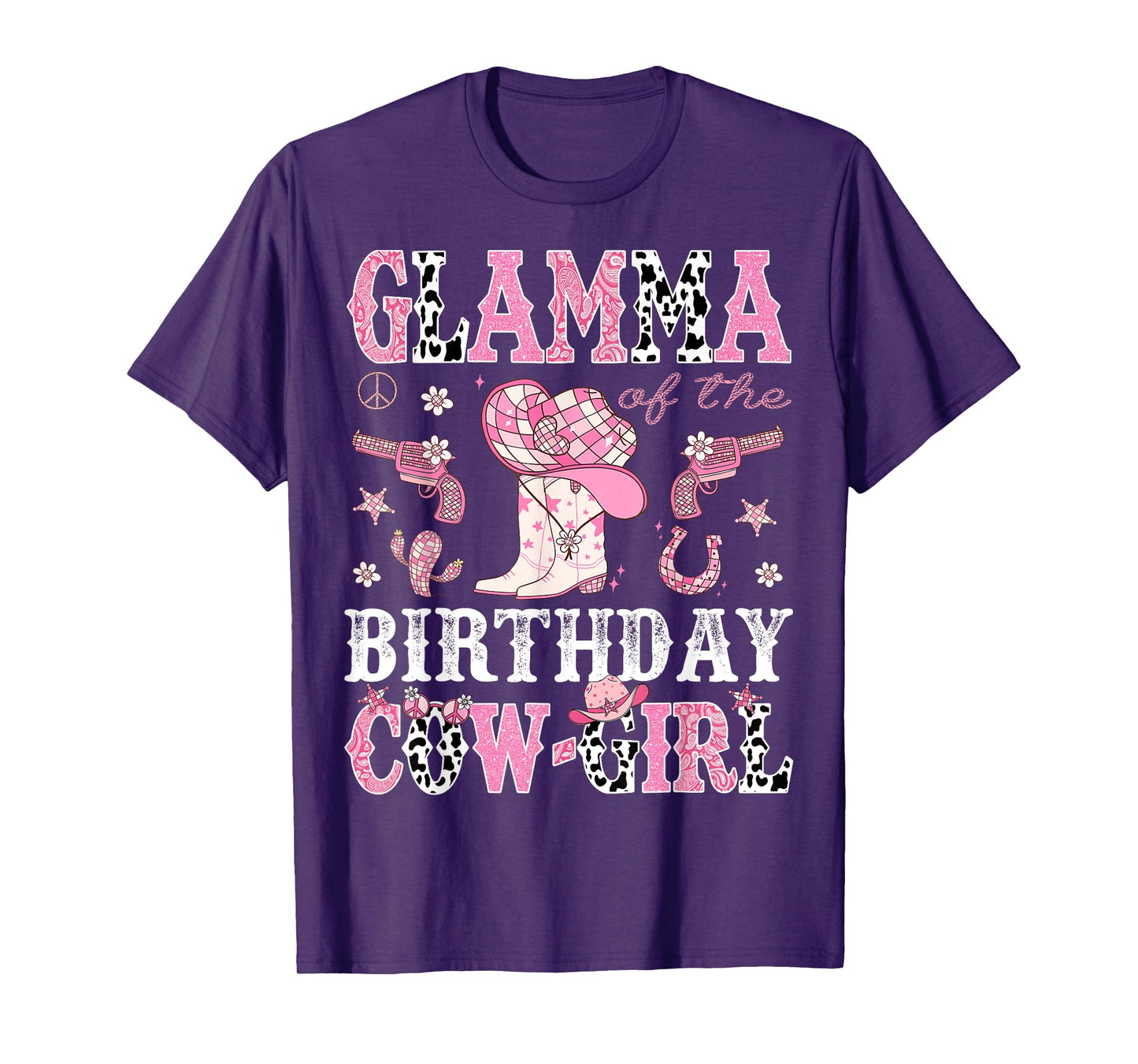 Glamma Of The Birthday CowGirl Pink Disco Rodeo Western T-Shirt